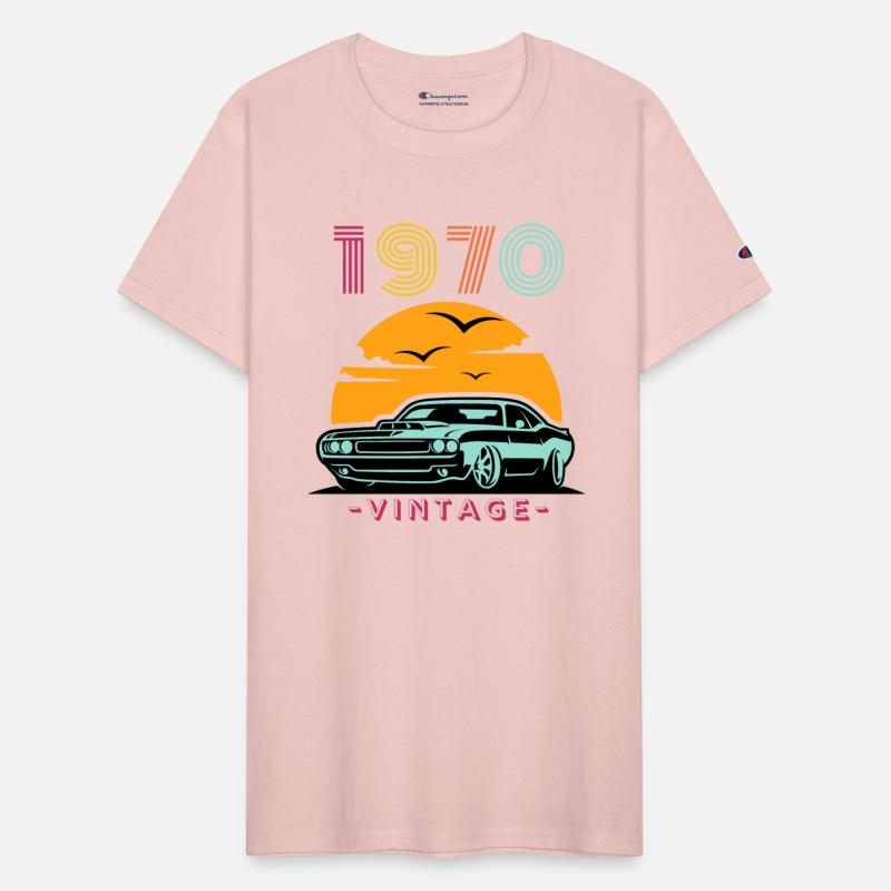 Vintage Retro Sunset Muscle Car 1970s Nostalgia