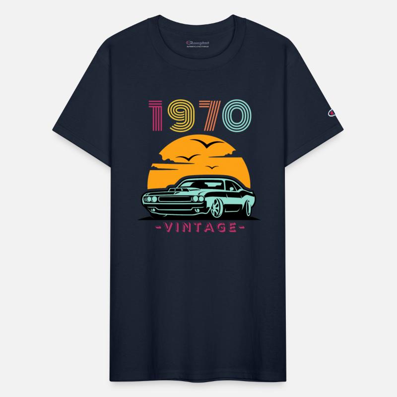 Vintage Retro Sunset Muscle Car 1970s Nostalgia