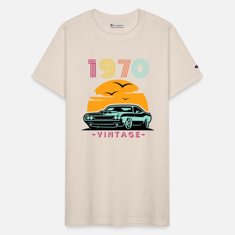 Vintage Retro Sunset Muscle Car 1970s Nostalgia