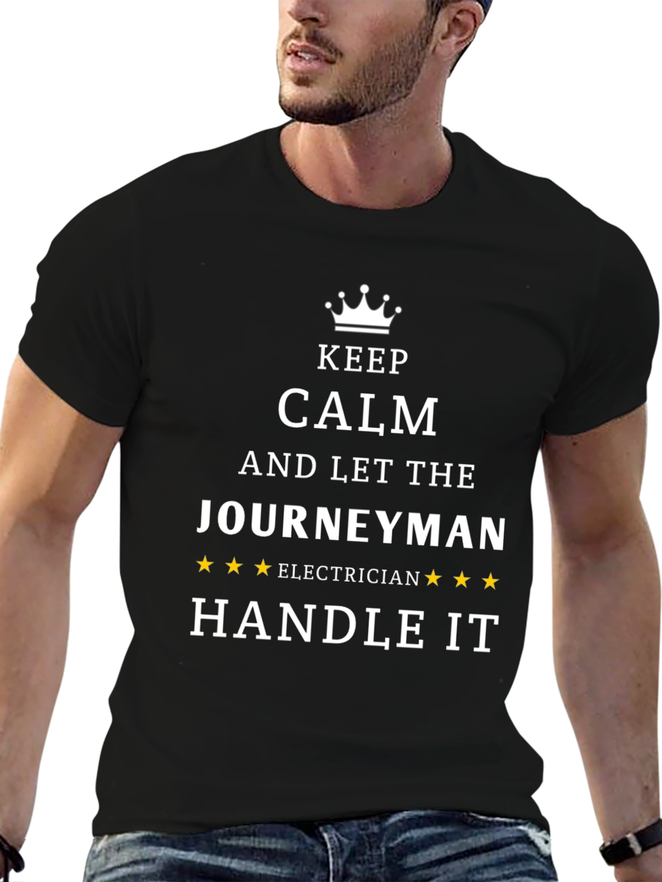 Keep Calm Journeyman Electrician Black T-Shirt