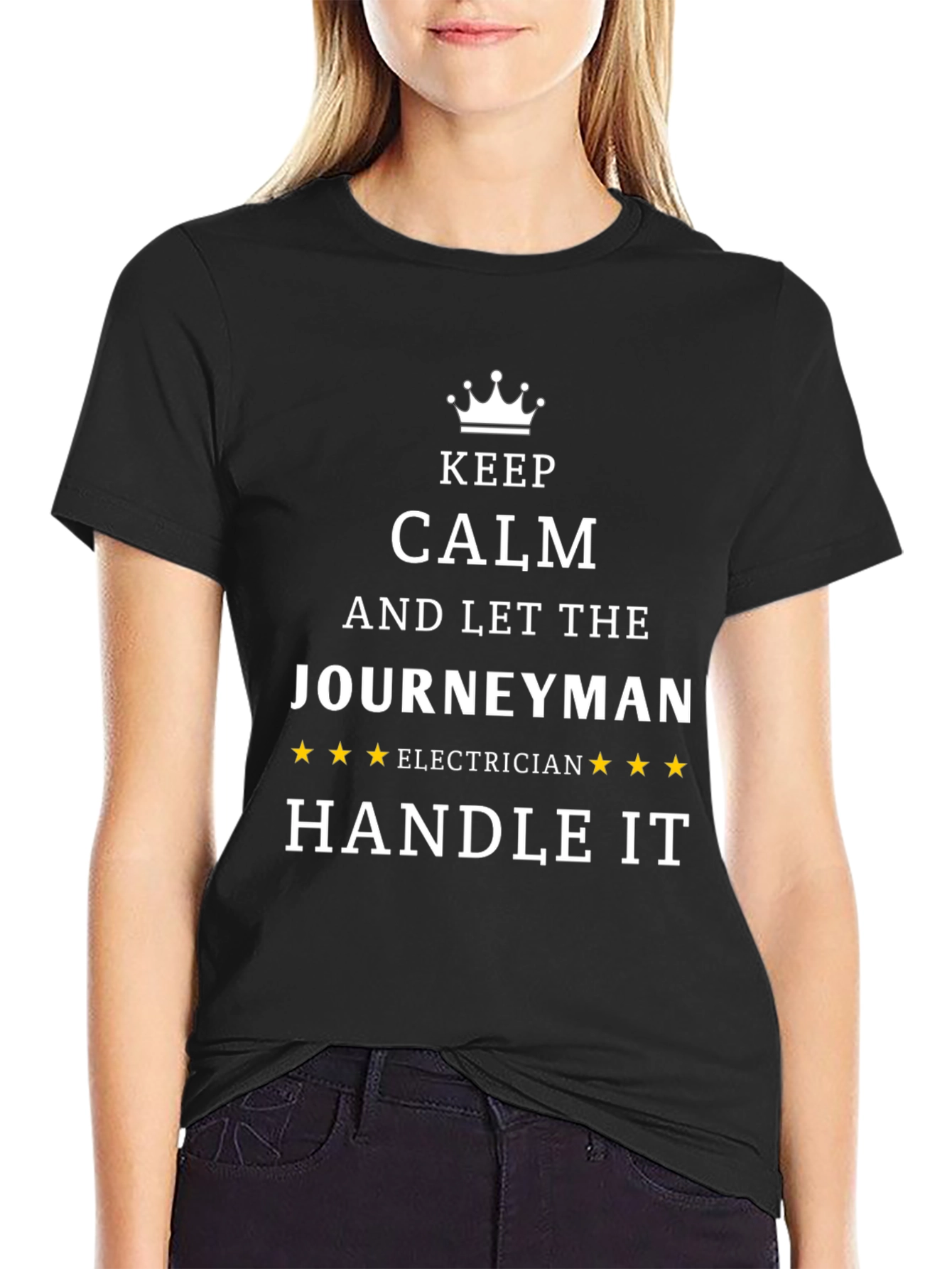 Keep Calm Journeyman Electrician Black T-Shirt