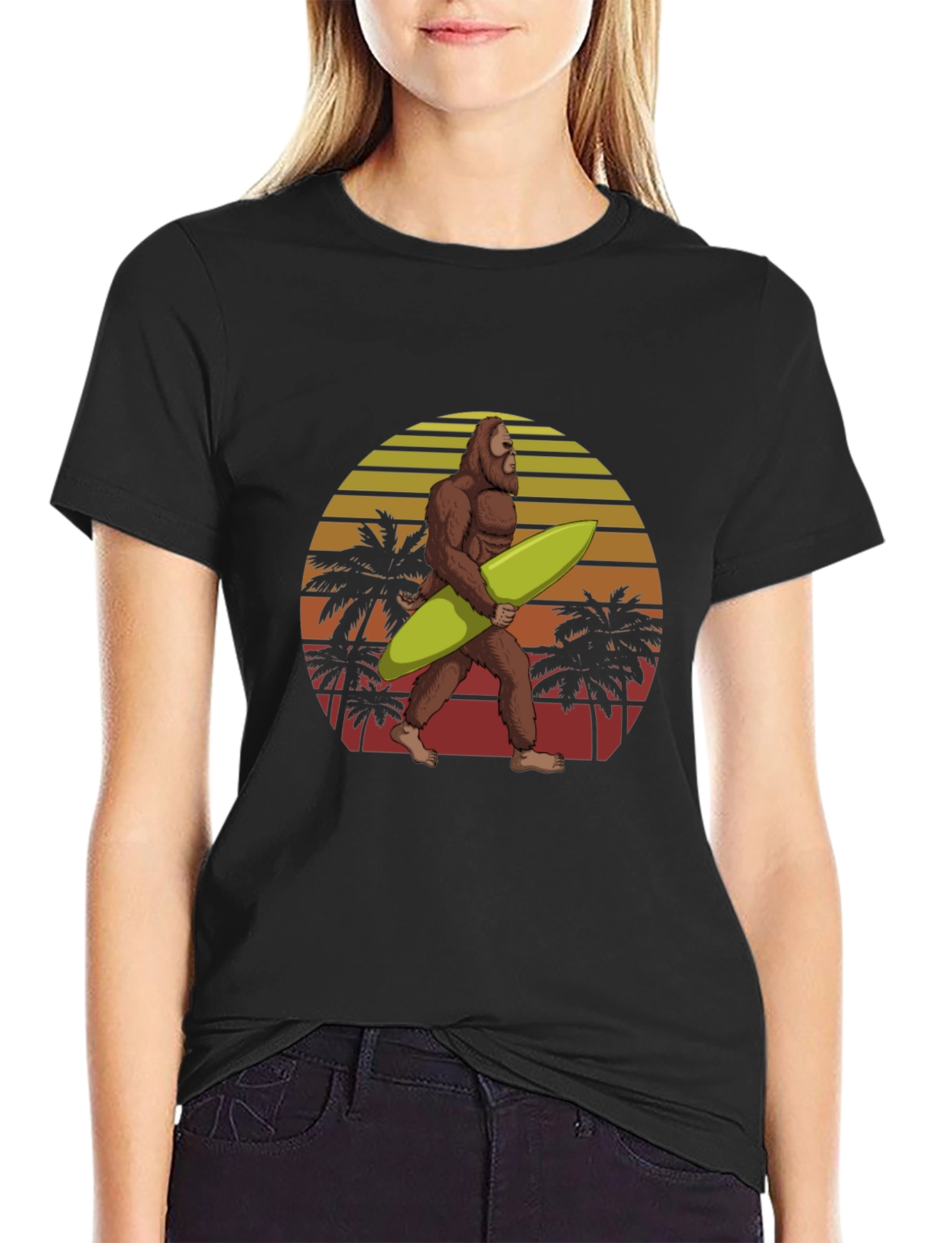 Sasquatch Surfer T-Shirt - Retro Beach Design