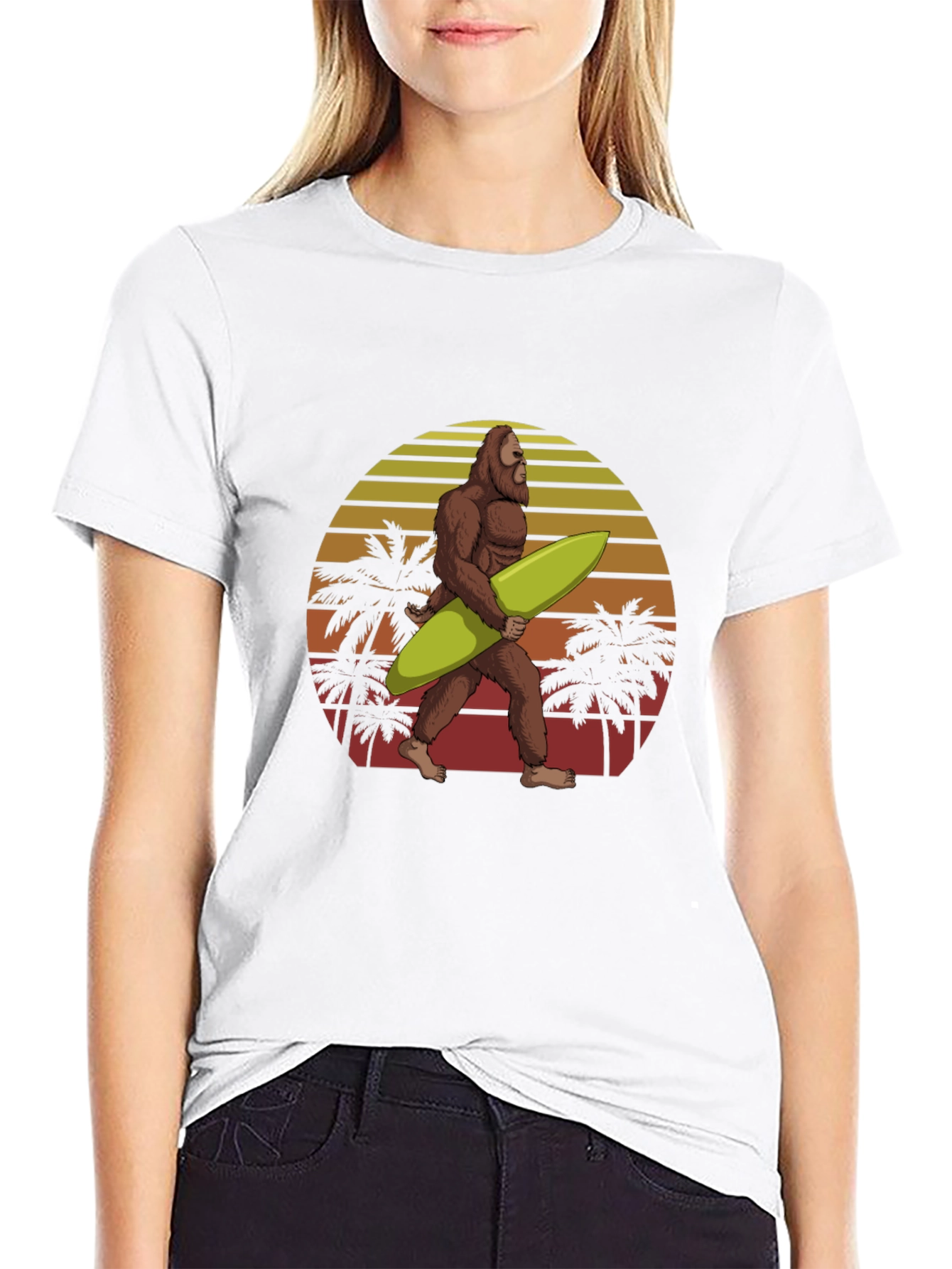 Sasquatch Surfer T-Shirt - Retro Beach Design
