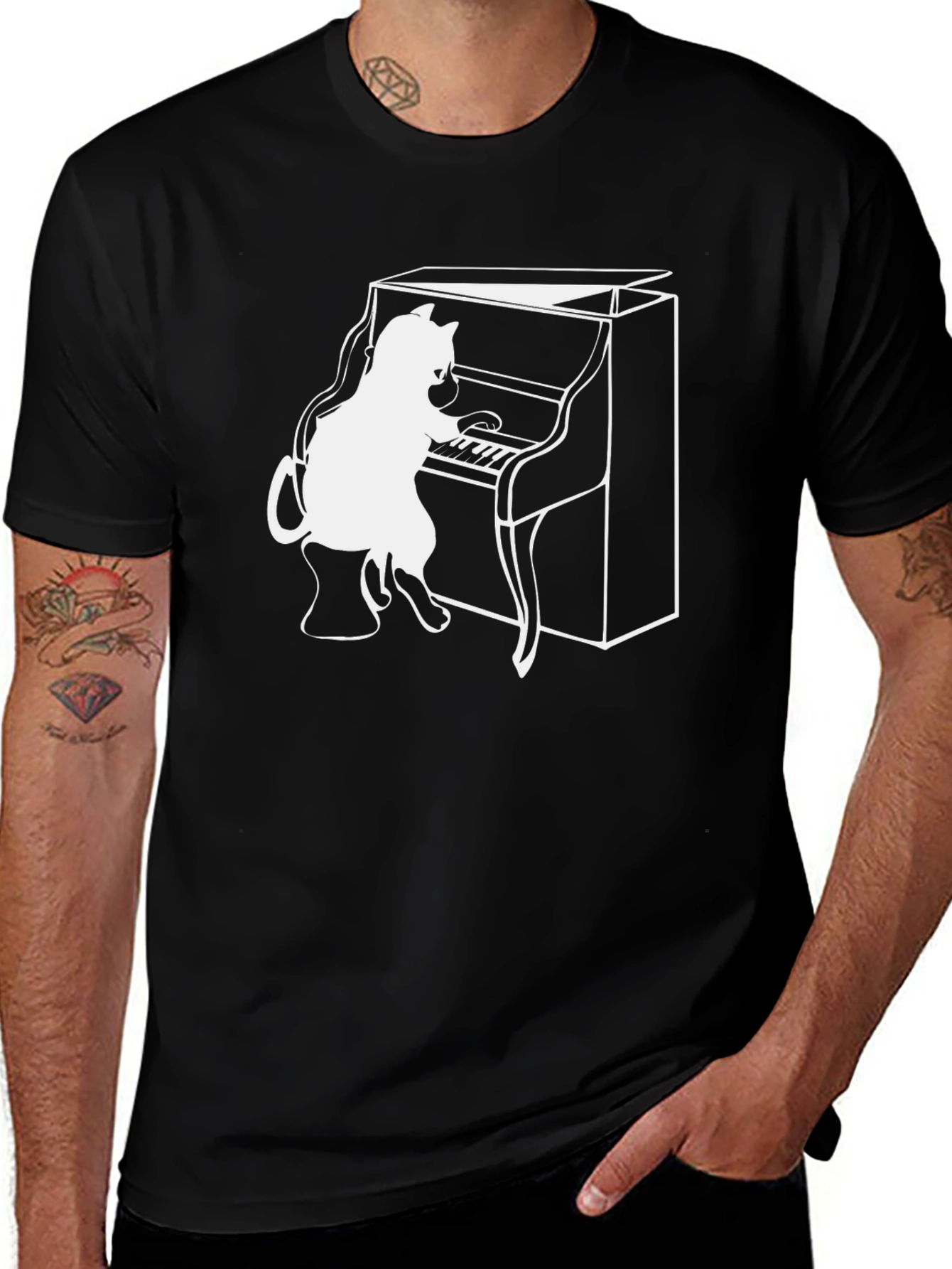Cat Playing Piano T-Shirt