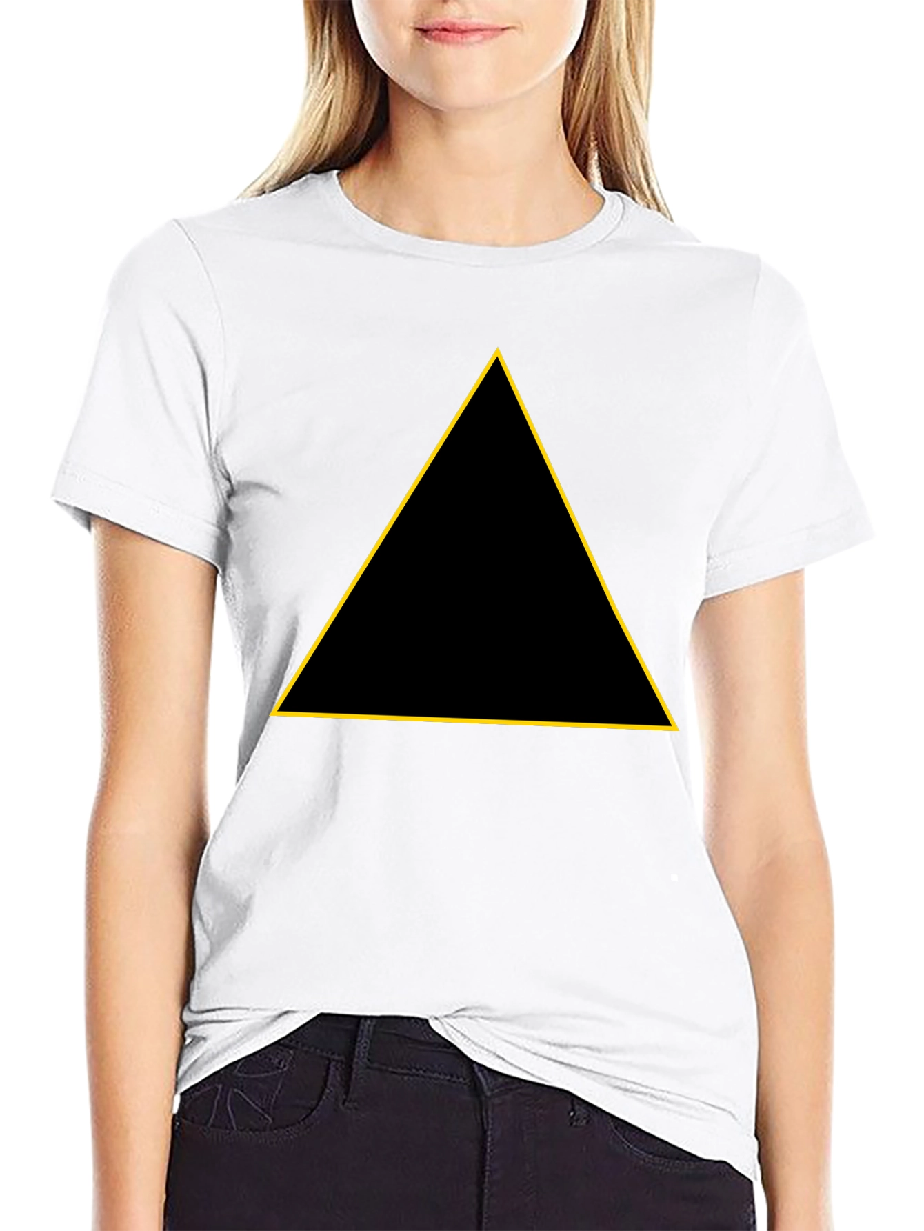 Black T-Shirt with Golden Triangle