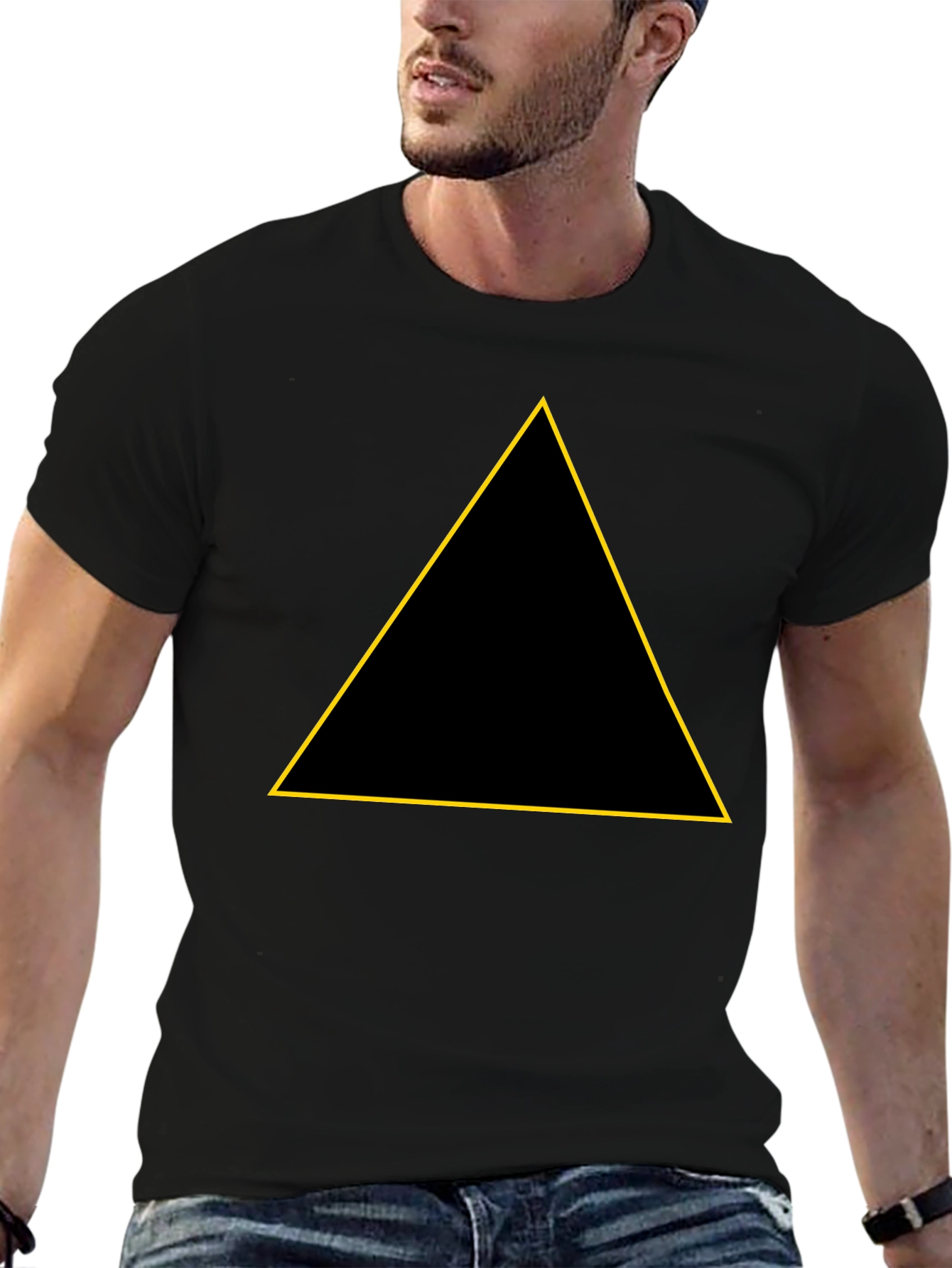 Black T-Shirt with Golden Triangle