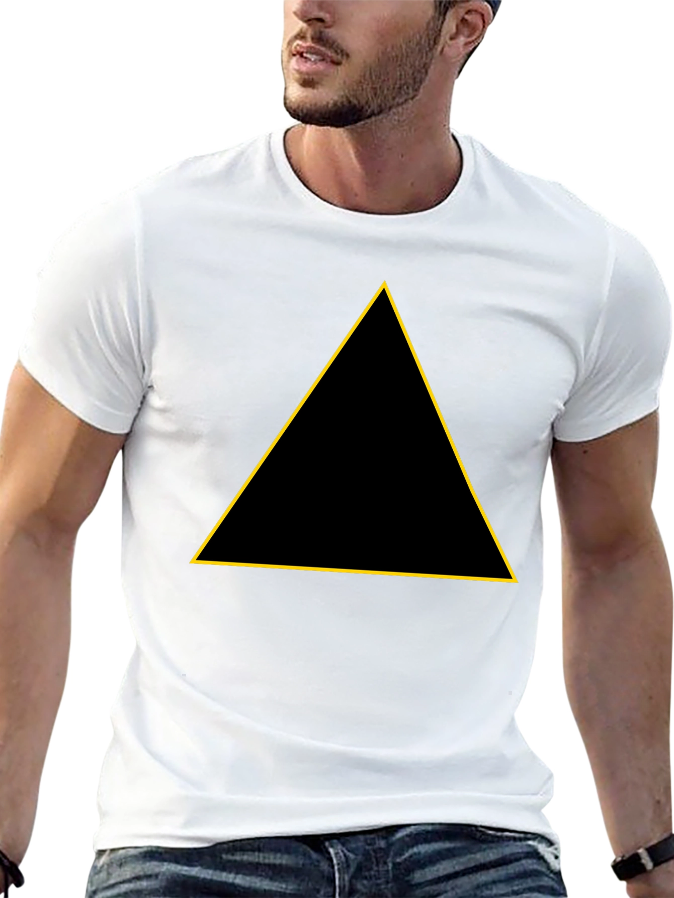 Black T-Shirt with Golden Triangle