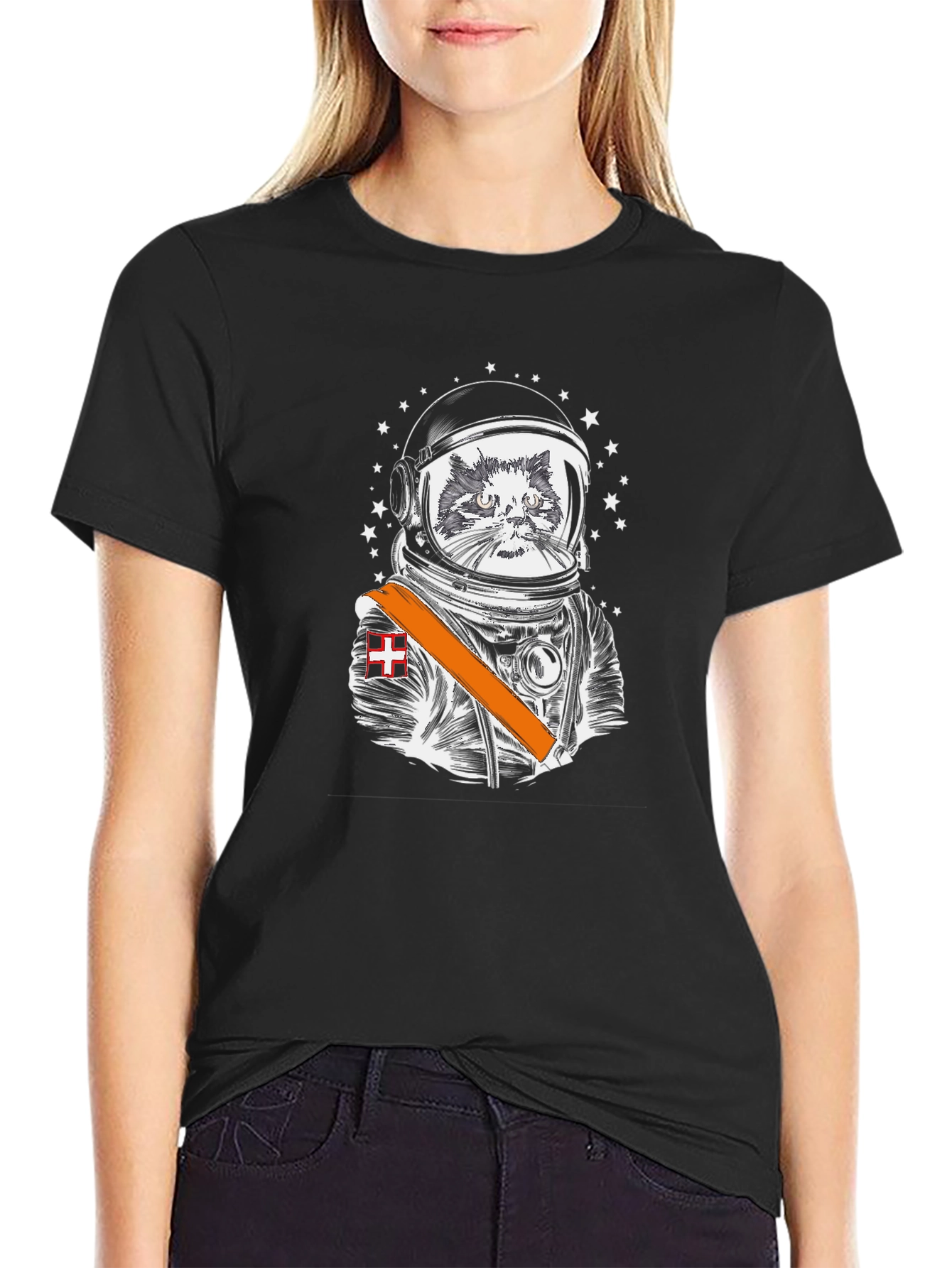 Astronaut Cat Graphic Tee - Space Explorer