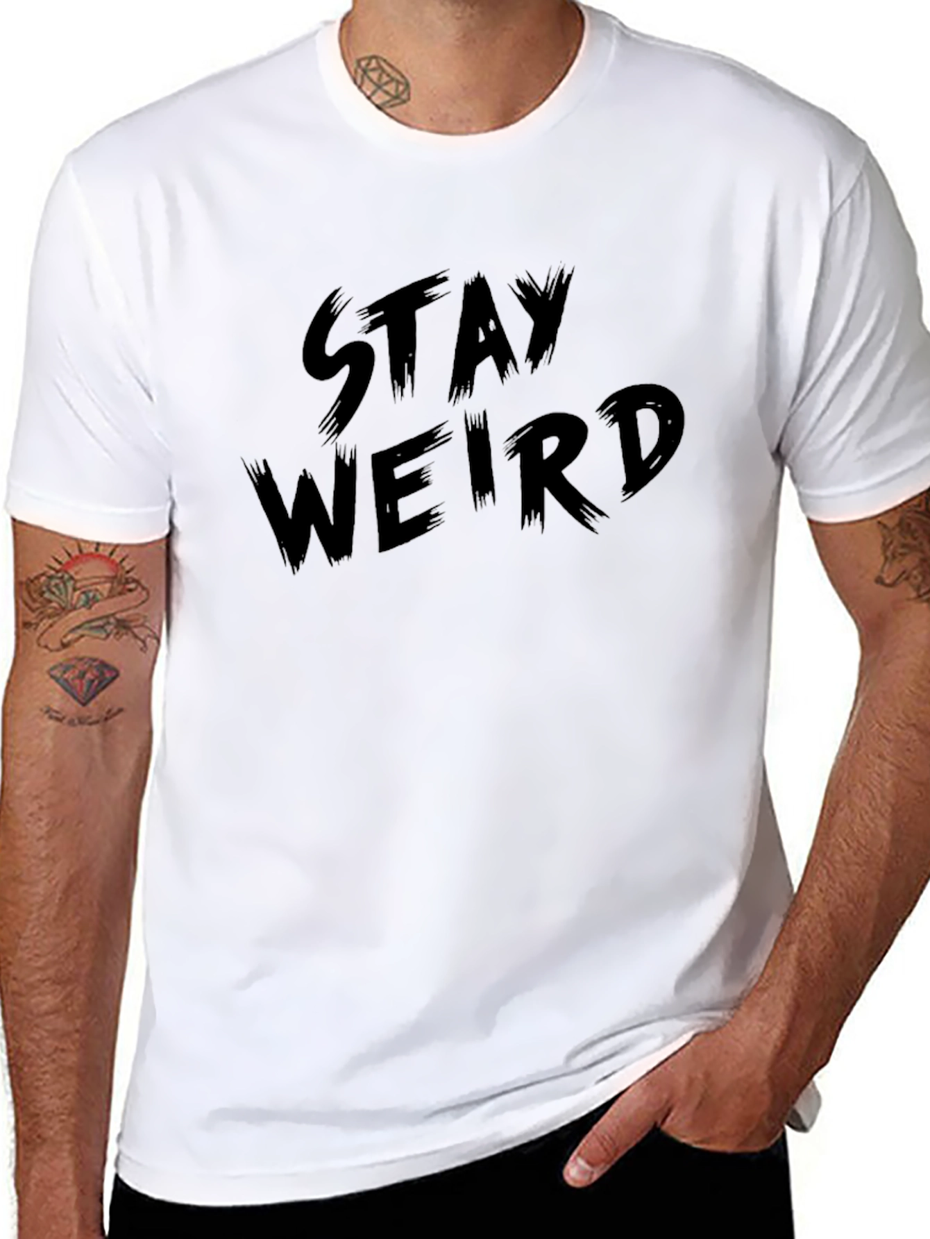 Stay Weird Graphic Tee - Stylish Mens Black T-Shirt