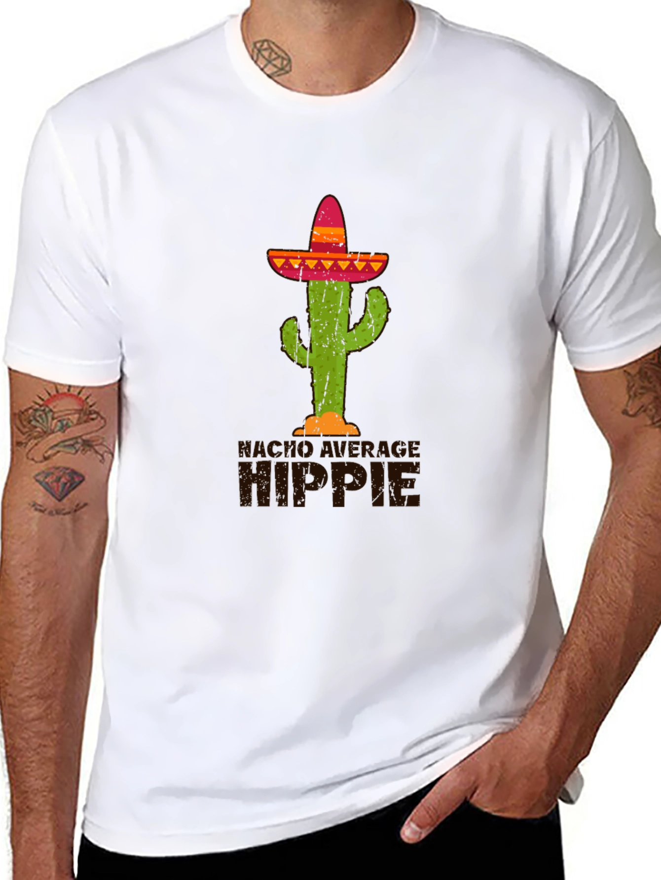 Cactus Sombrero Graphic Tee - Desert Hippie Style