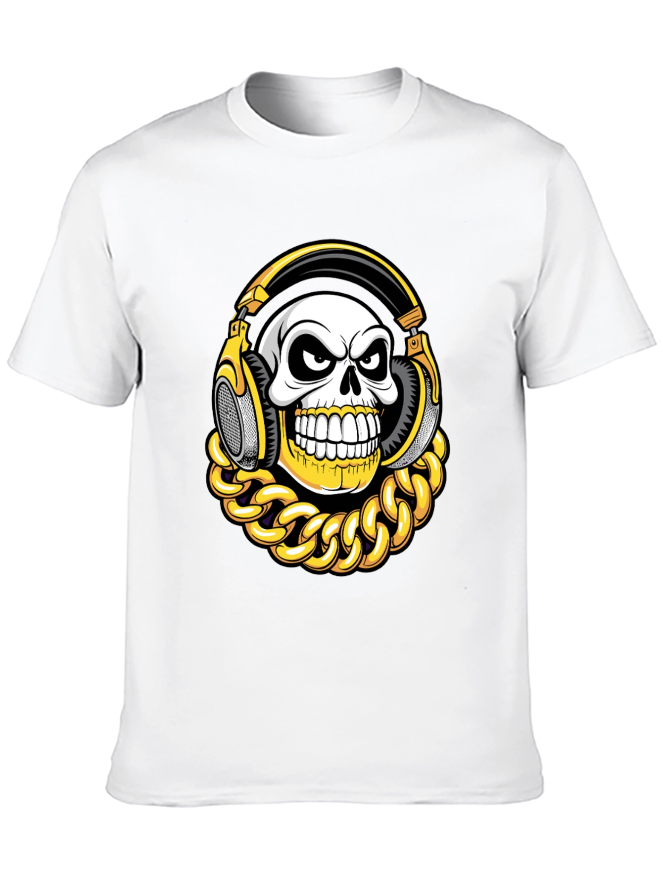Skull with Headphones Graphic T-Shirt
