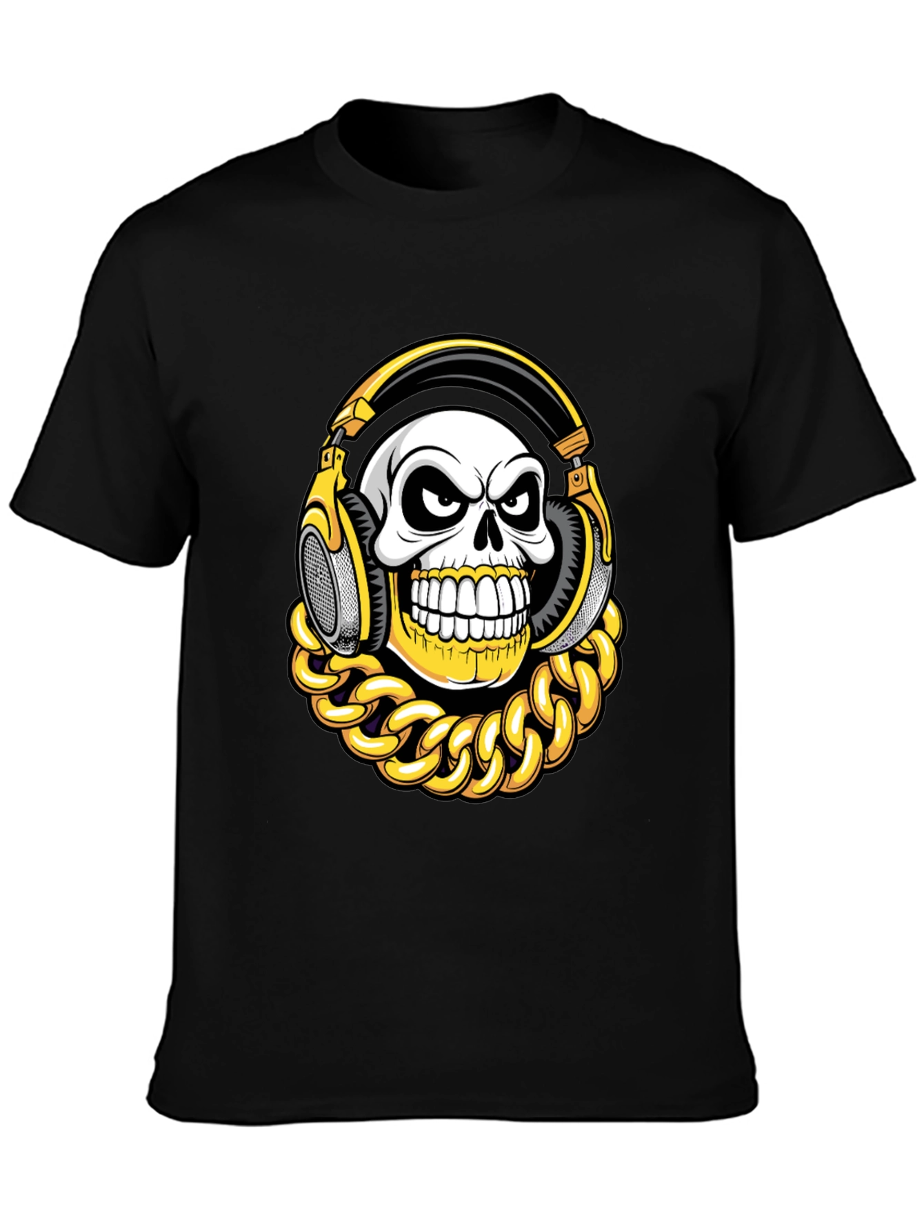 Skull with Headphones Graphic T-Shirt