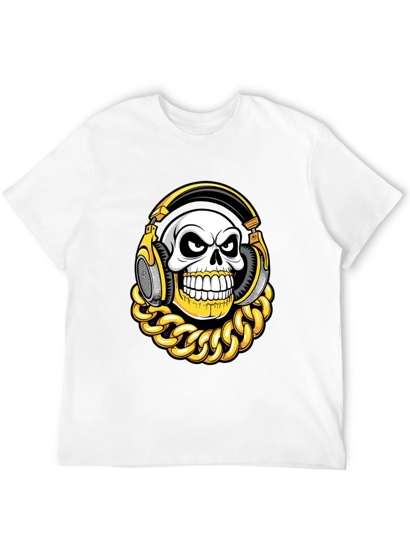 Skull with Headphones Graphic T-Shirt
