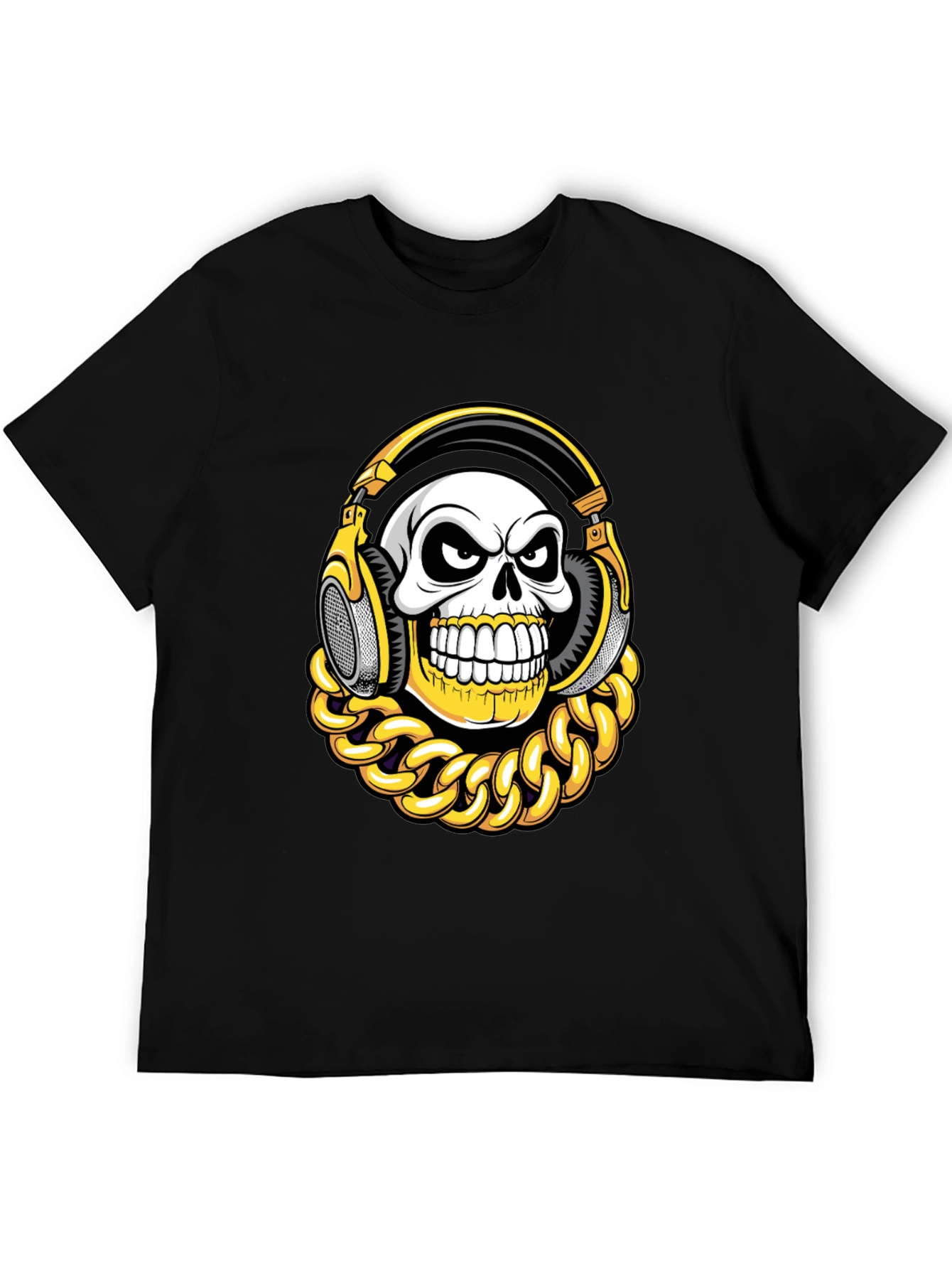 Skull with Headphones Graphic T-Shirt