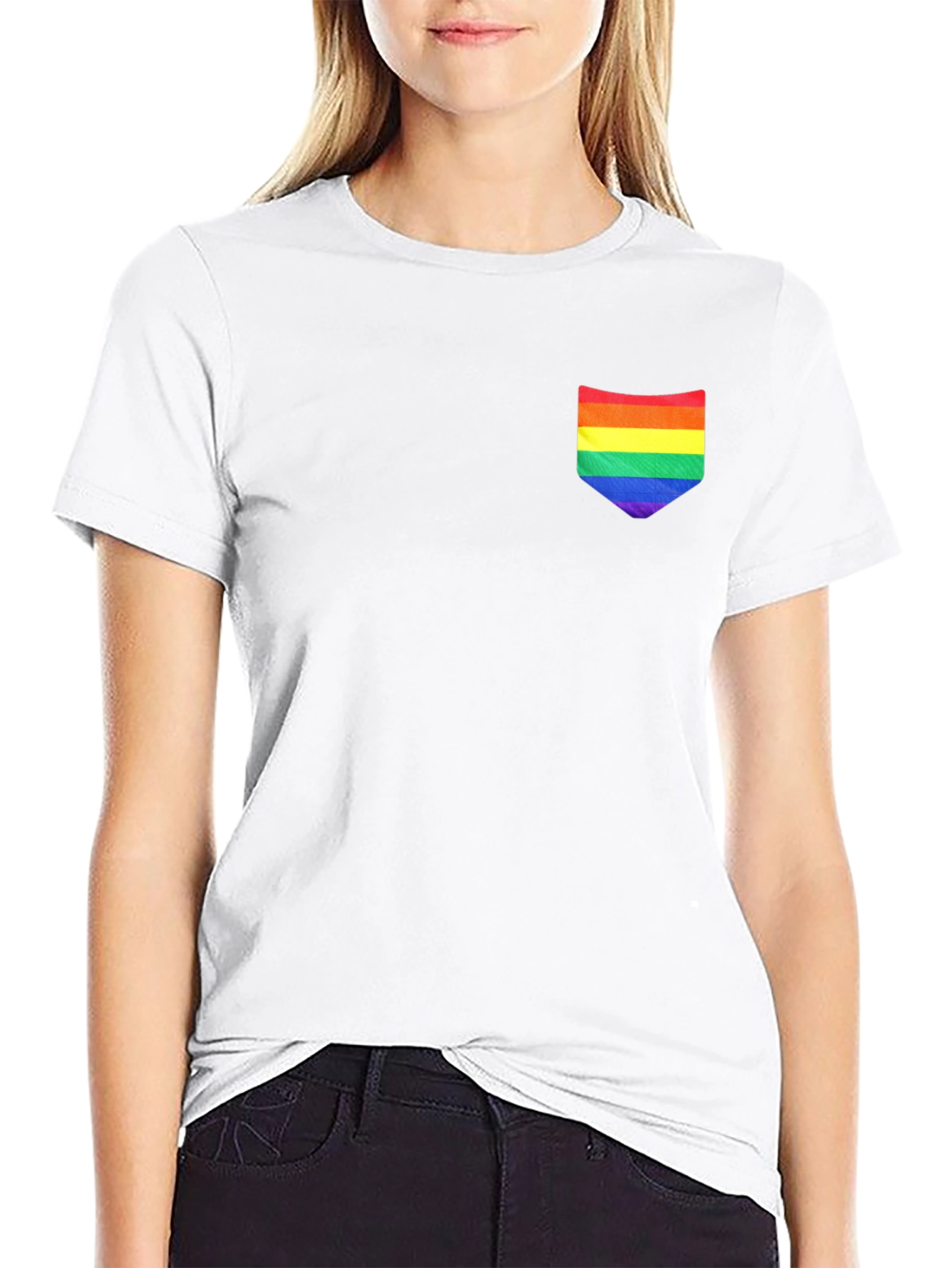 Rainbow Pocket Black Tee