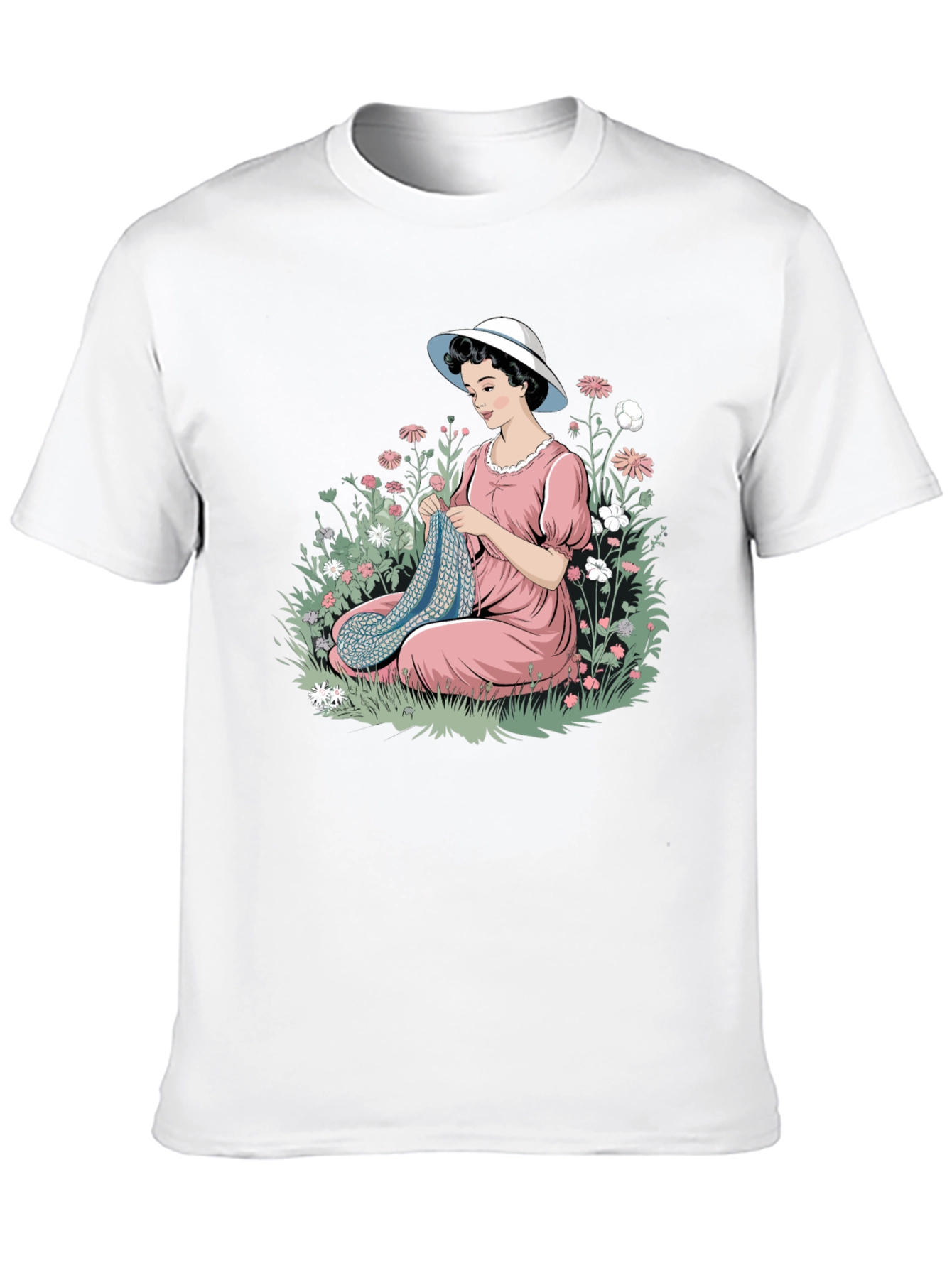 Knitting Lady Black T-Shirt