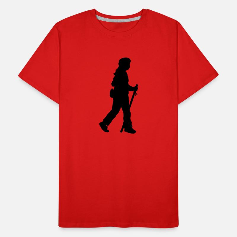 Walking girl with stick and flask