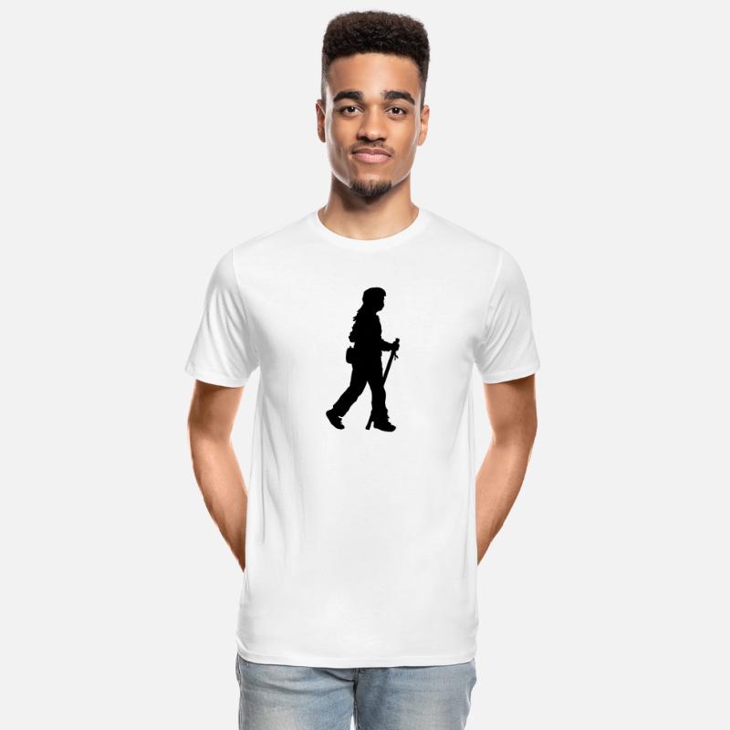 Walking girl with stick and flask