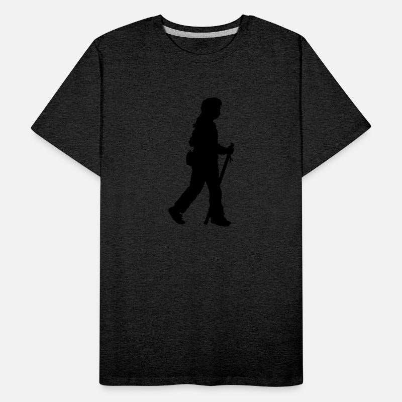 Walking girl with stick and flask