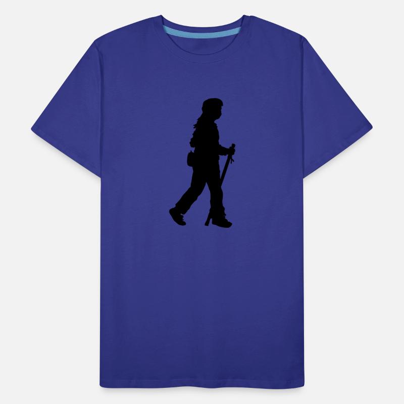 Walking girl with stick and flask