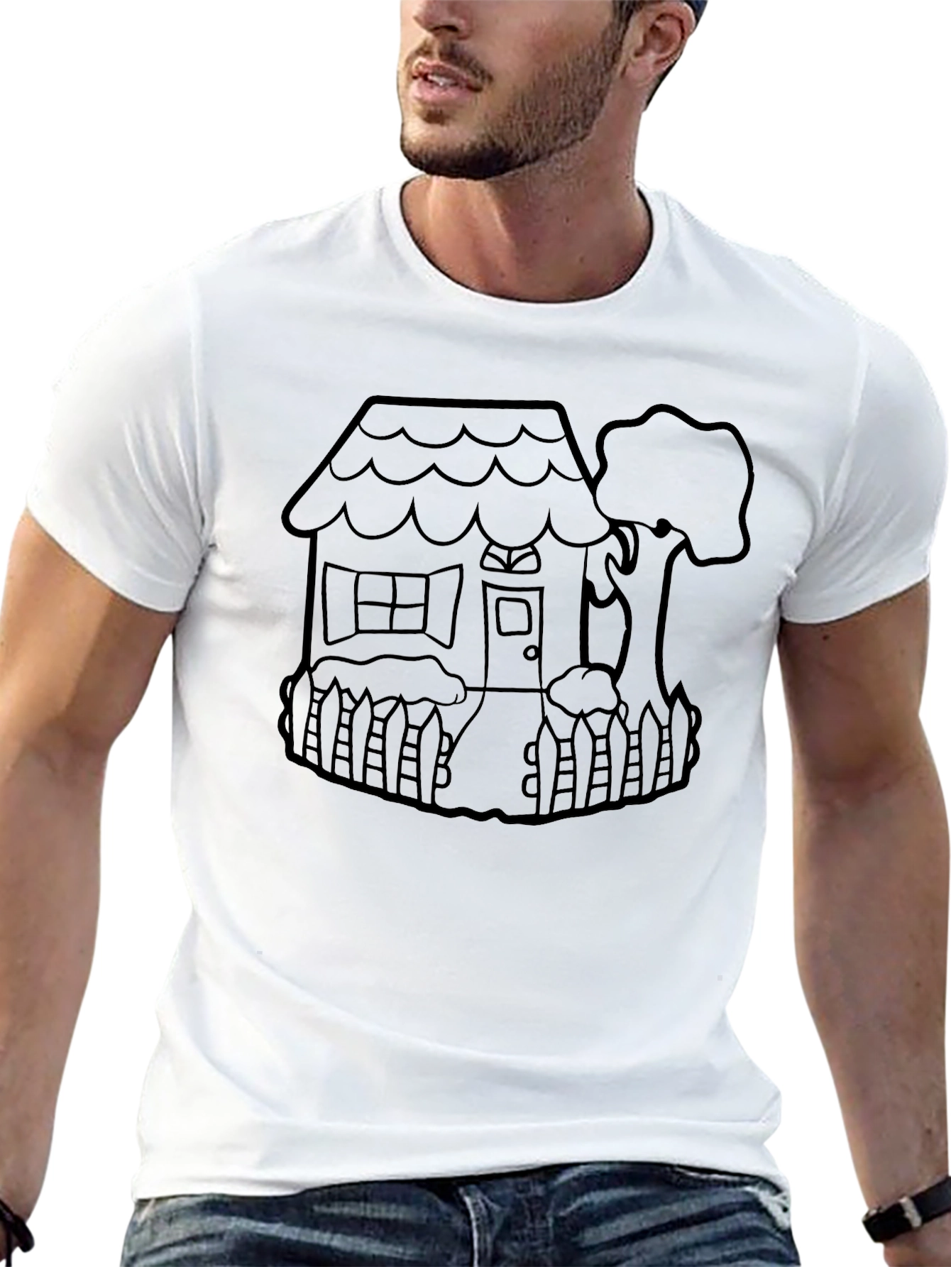 Cartoon House Graphic T-Shirt - Fun and Unique Design