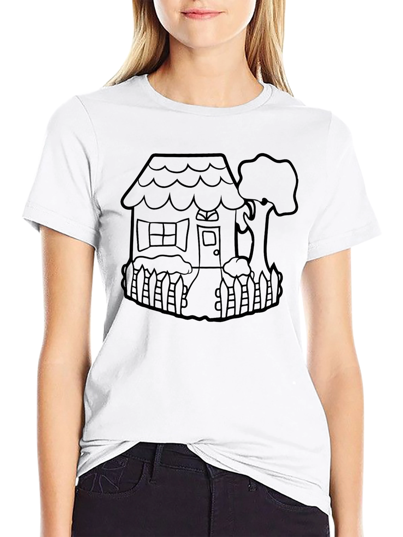 Cartoon House Graphic T-Shirt - Fun and Unique Design