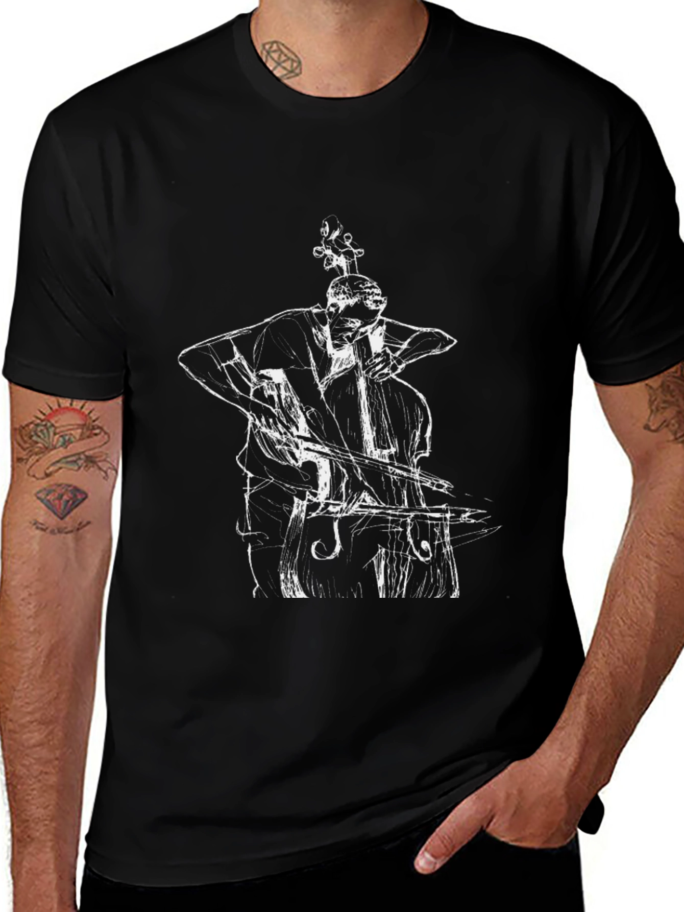 Musician Graphic Tee - Bass Player Black T-Shirt