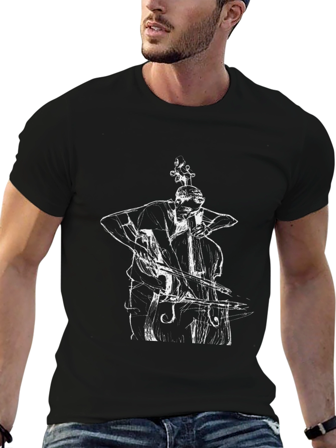 Musician Graphic Tee - Bass Player Black T-Shirt