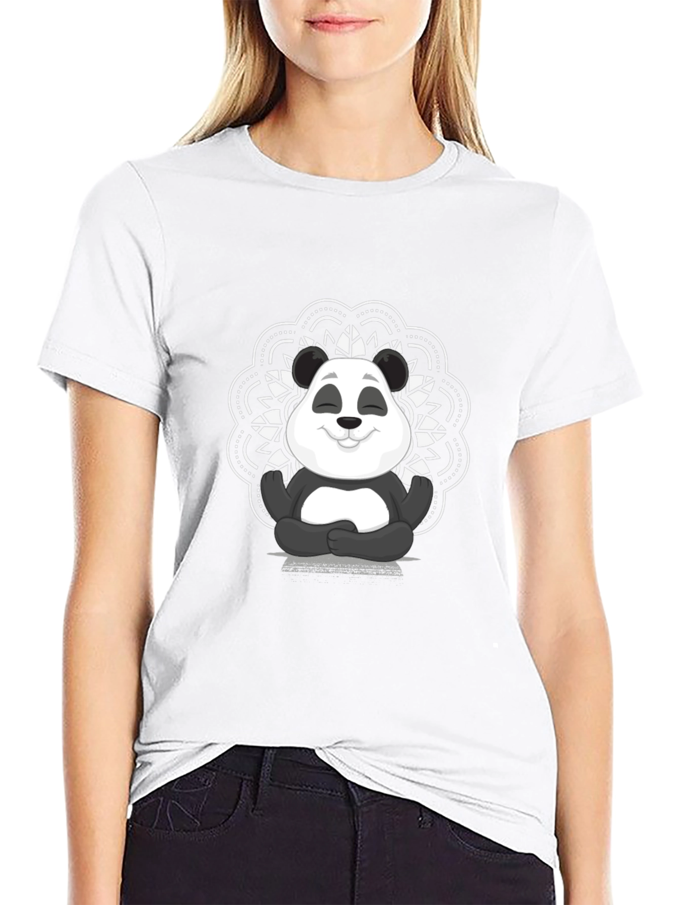 Yoga Panda Mandala T-Shirt - Meditating Zen Bear
