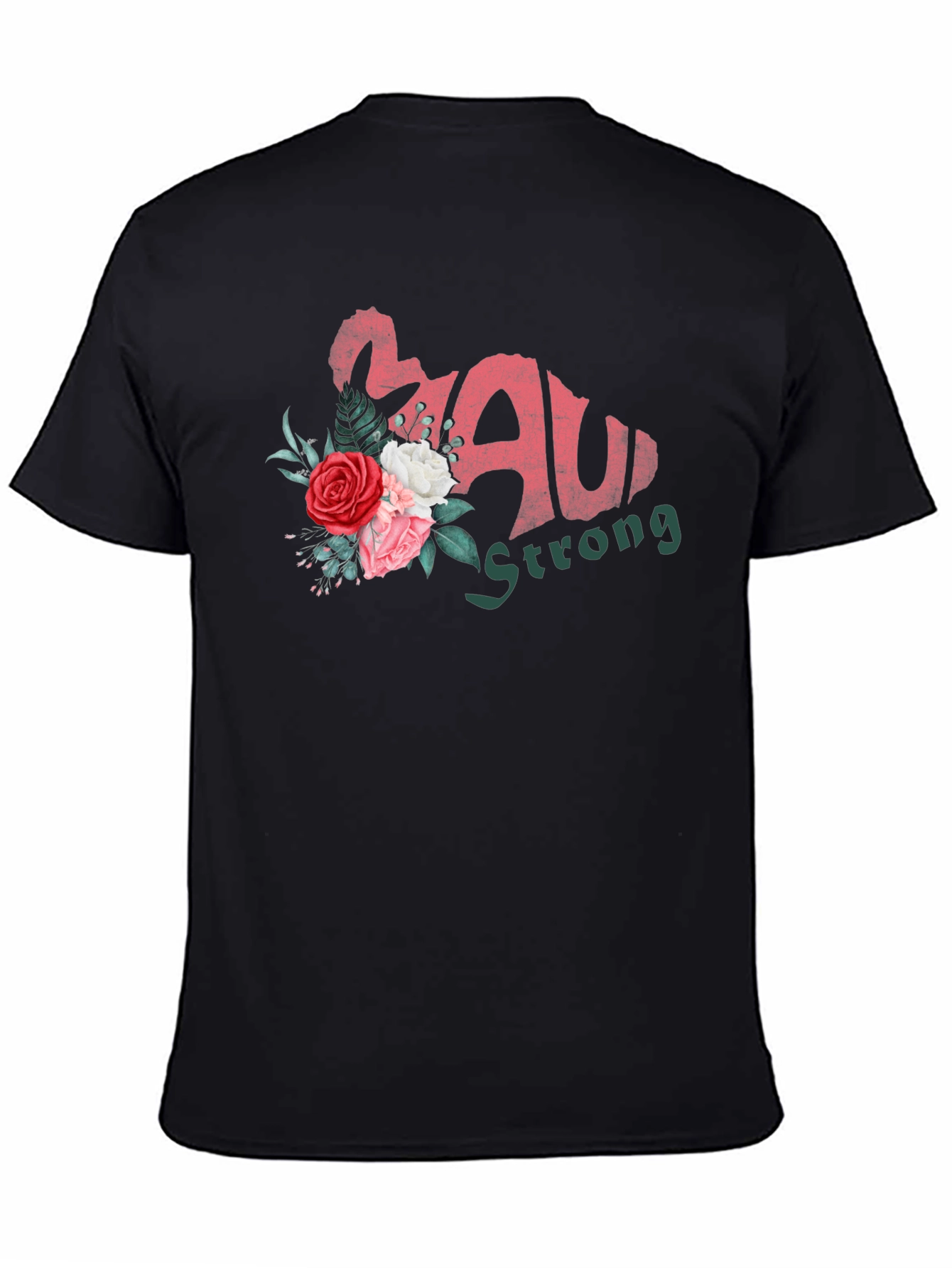 Maui Strong Floral Black T-Shirt
