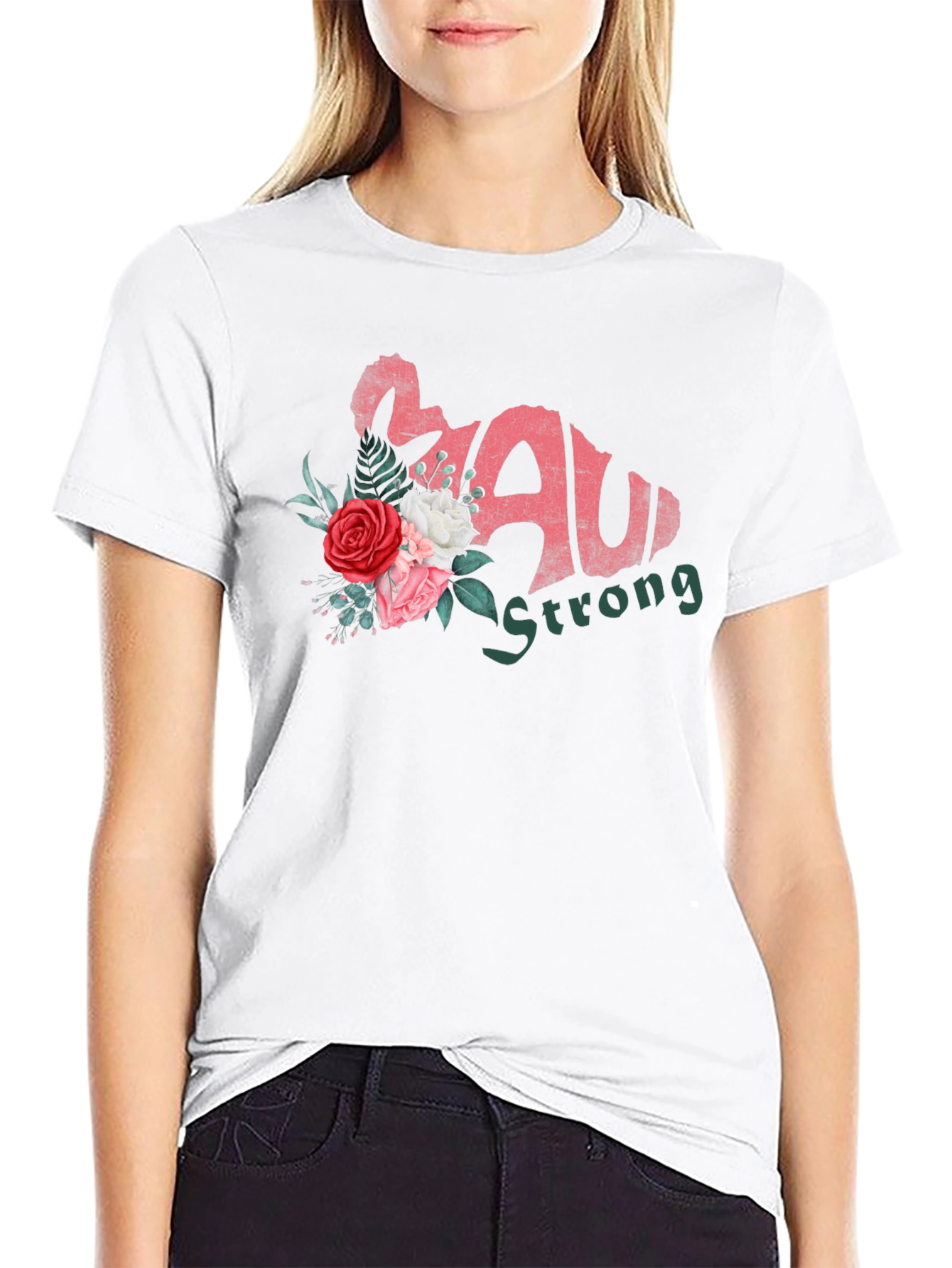Maui Strong Floral Black T-Shirt