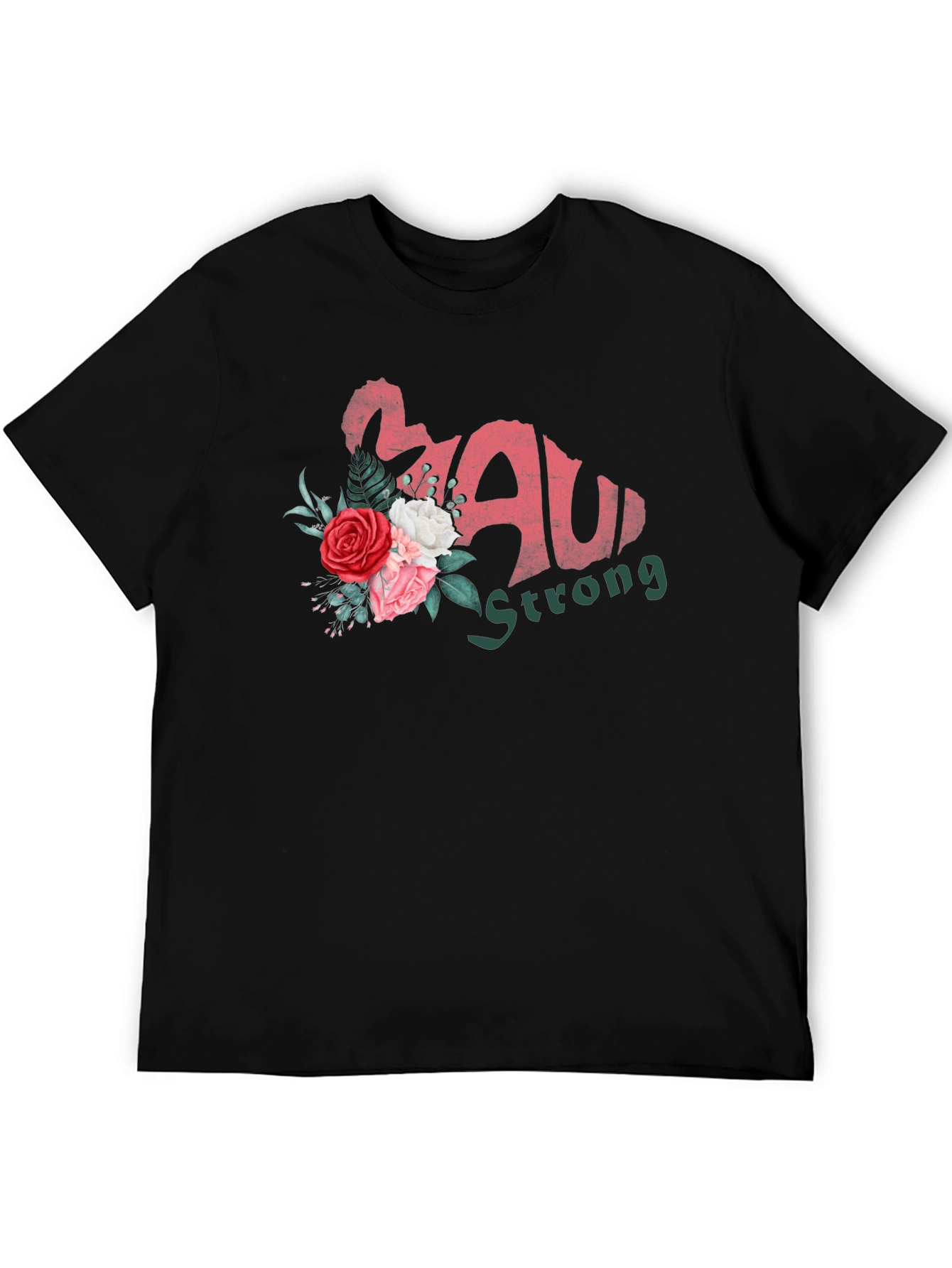 Maui Strong Floral Black T-Shirt