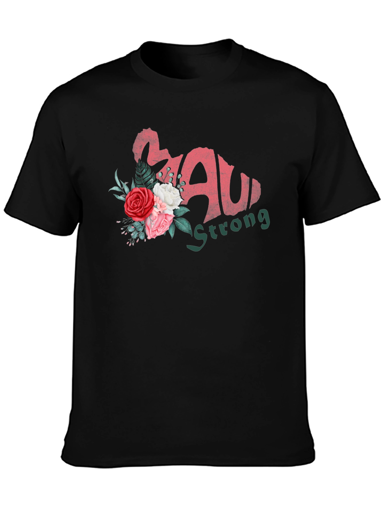 Maui Strong Floral Black T-Shirt