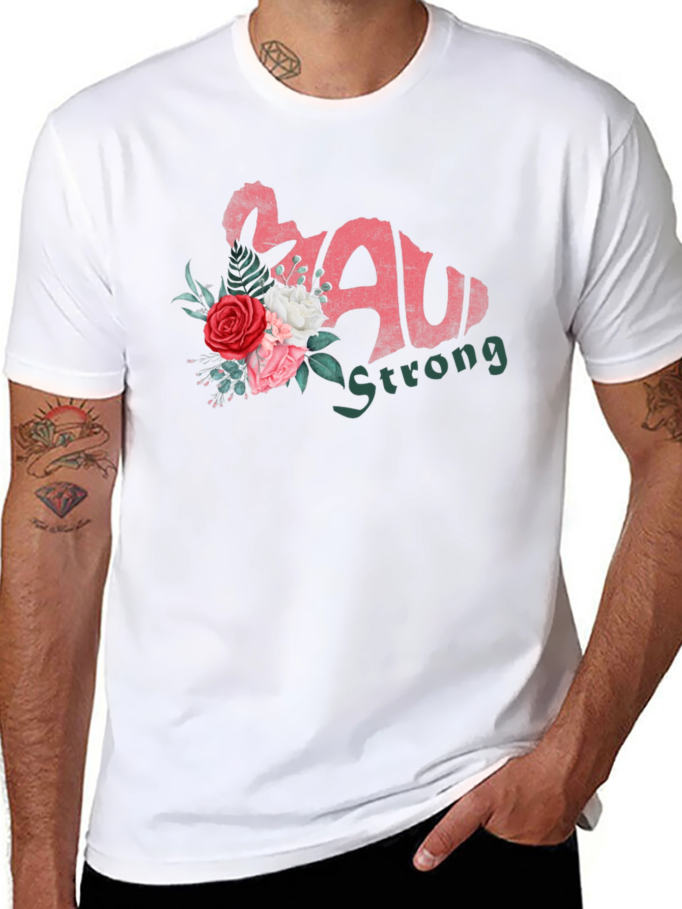 Maui Strong Floral Black T-Shirt