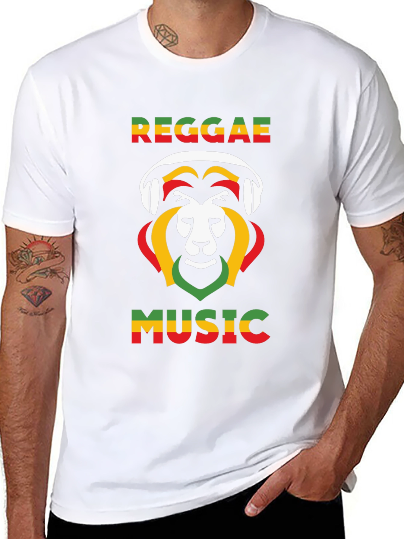 Reggae Music Lion Graphic Tee - Black