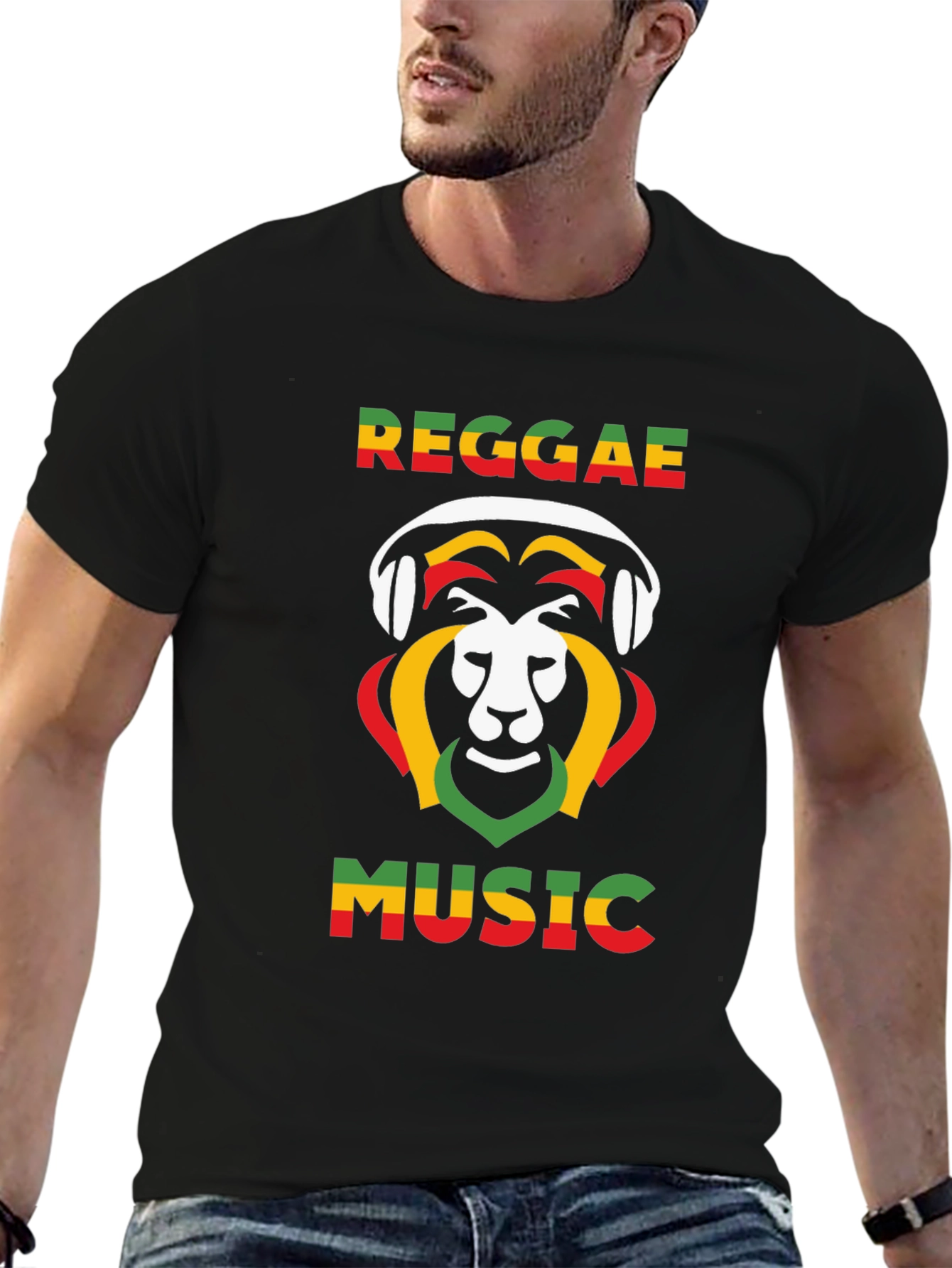 Reggae Music Lion Graphic Tee - Black