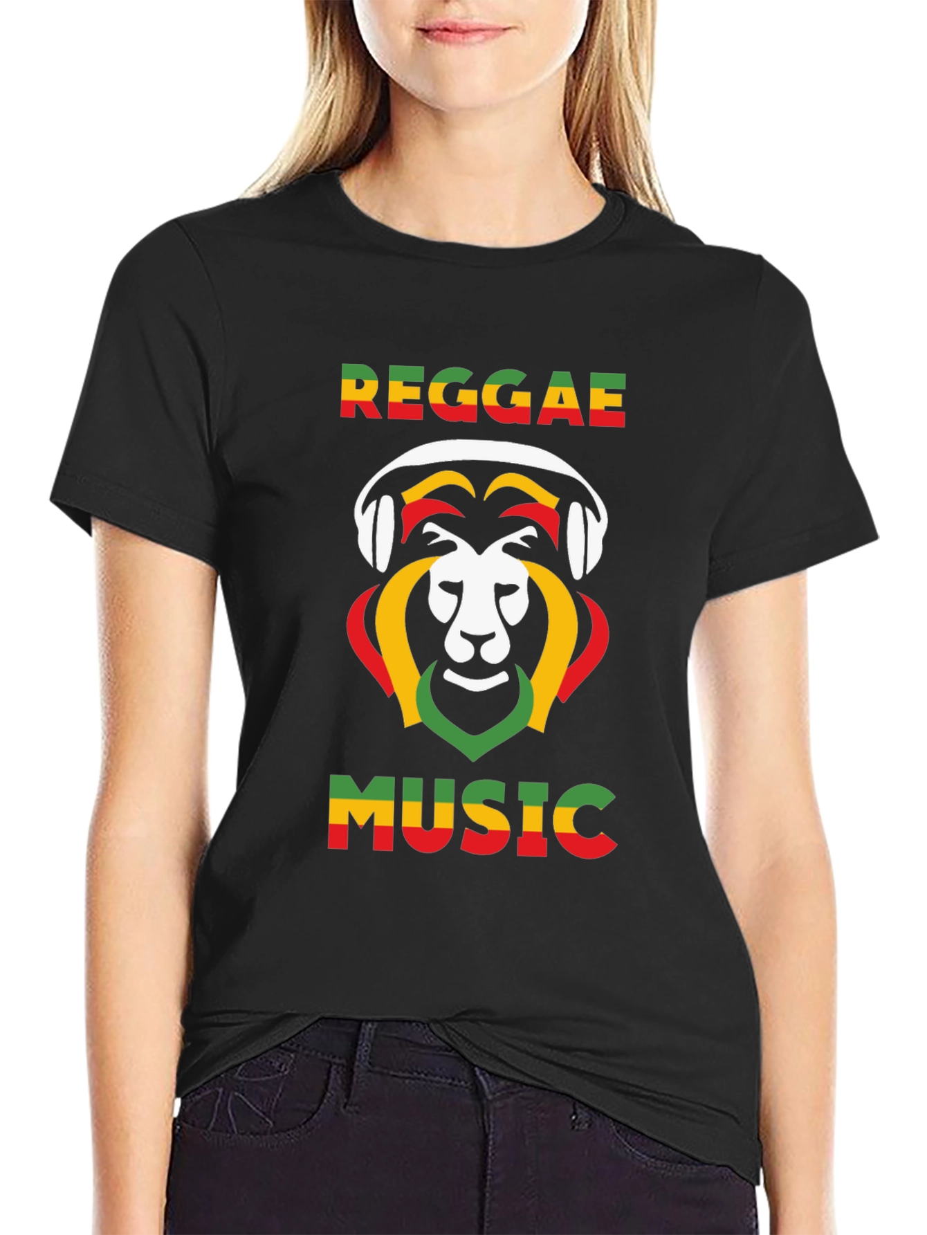 Reggae Music Lion Graphic Tee - Black
