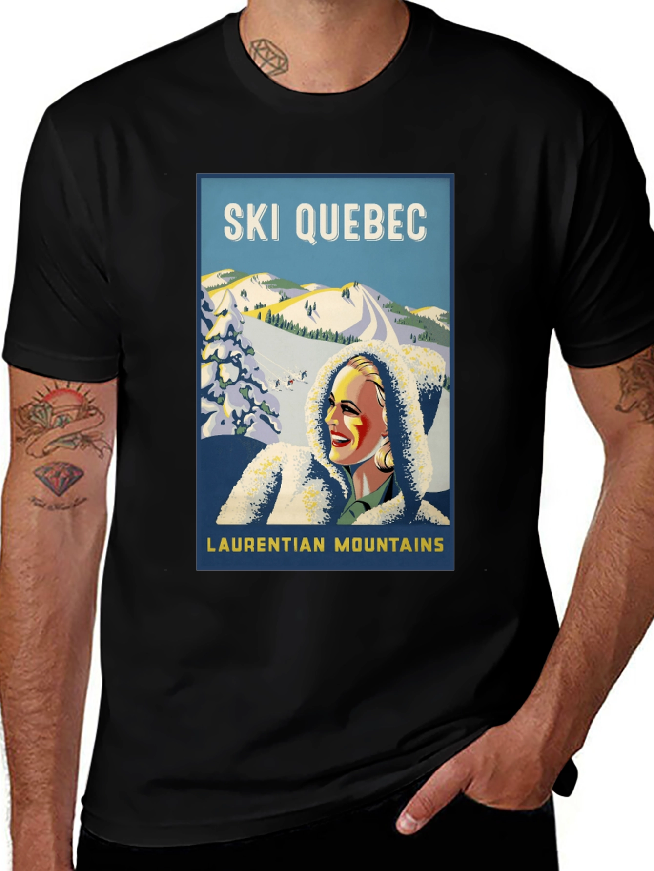 Ski Quebec T-Shirt - Laurentian Mountains Graphic Tee