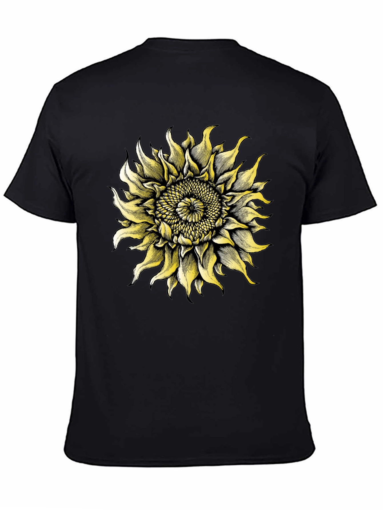 Sunflower Graphic Tee - Black Cotton T-Shirt