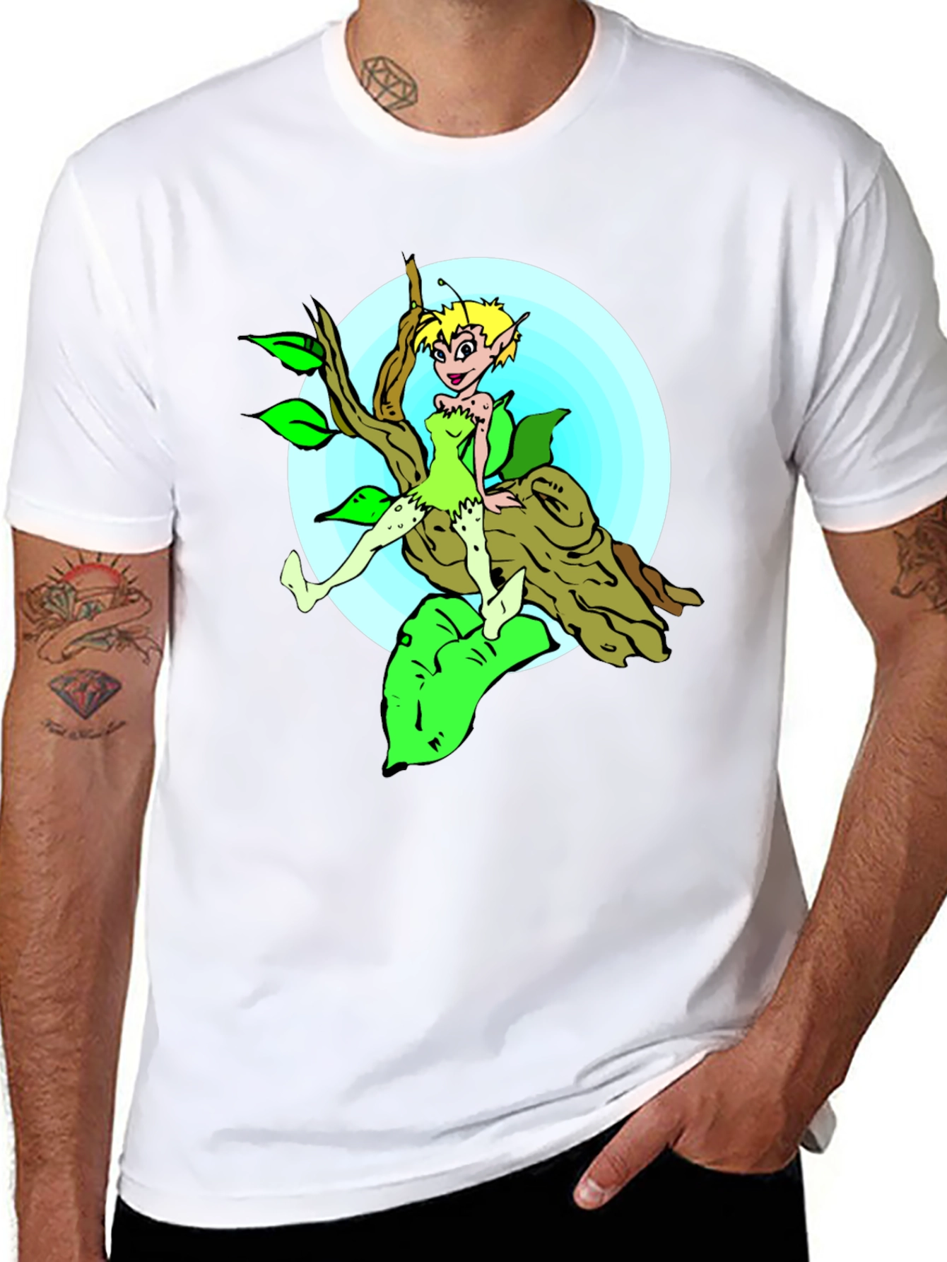 Cartoon Fairy Graphic Tee - Black