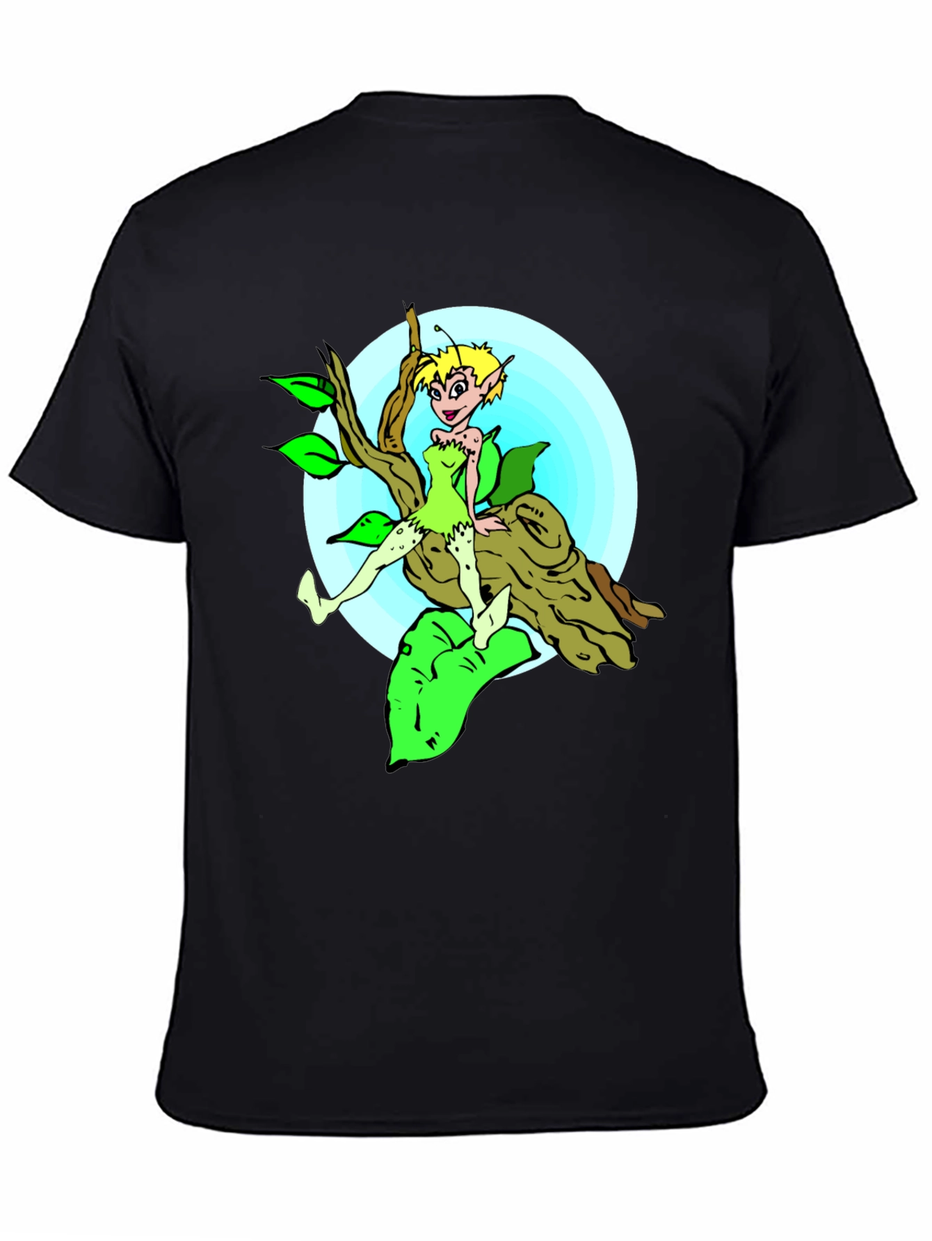 Cartoon Fairy Graphic Tee - Black