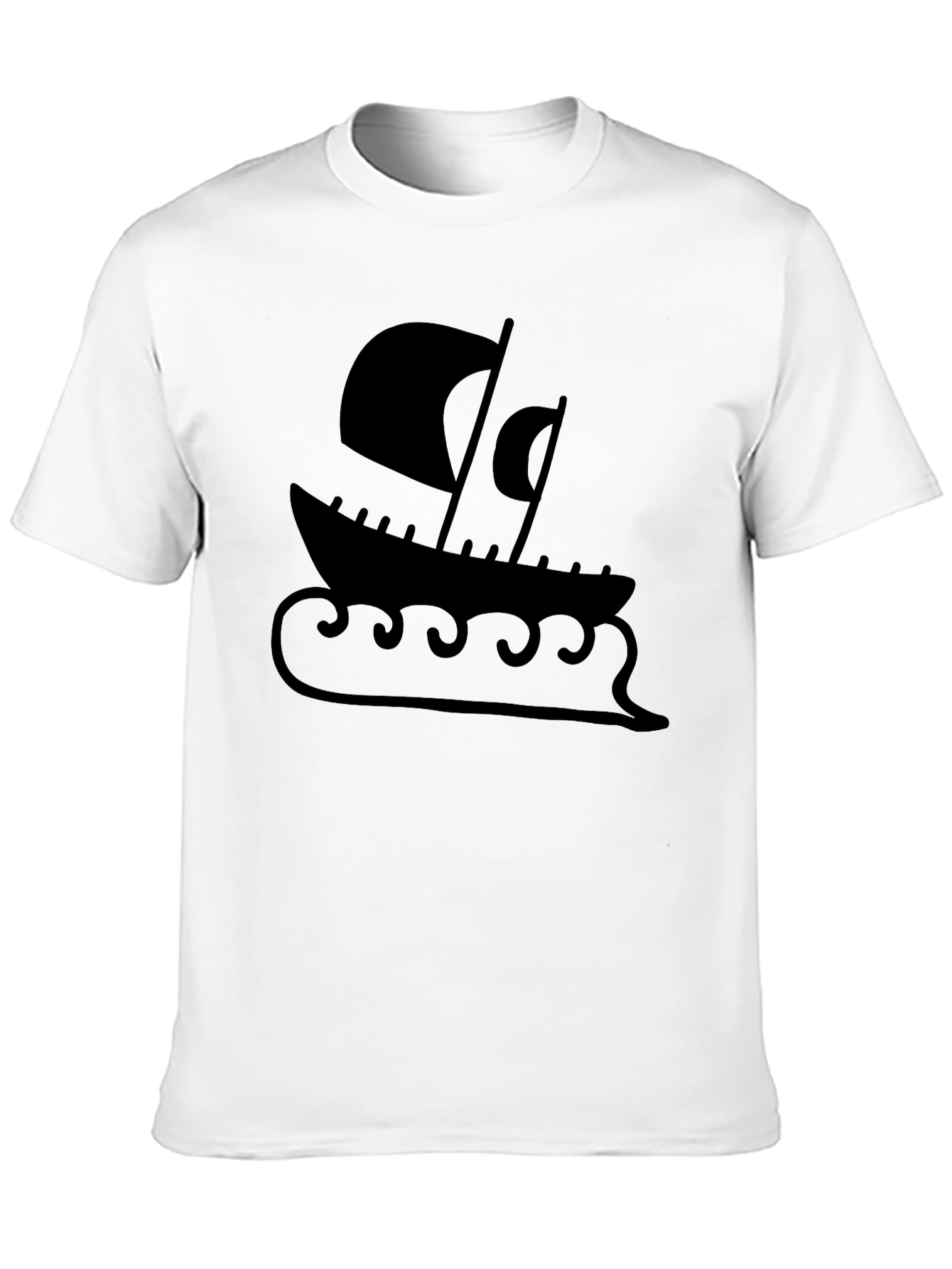 Viking Ship Graphic Tee - Black Cotton Blend
