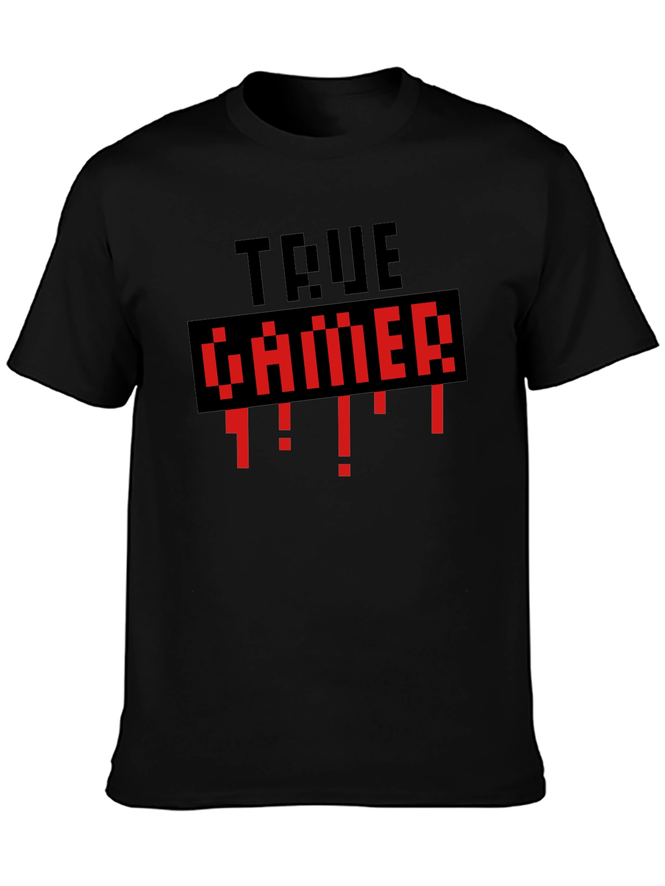 True Gamer Black T-Shirt - Retro Pixel Style