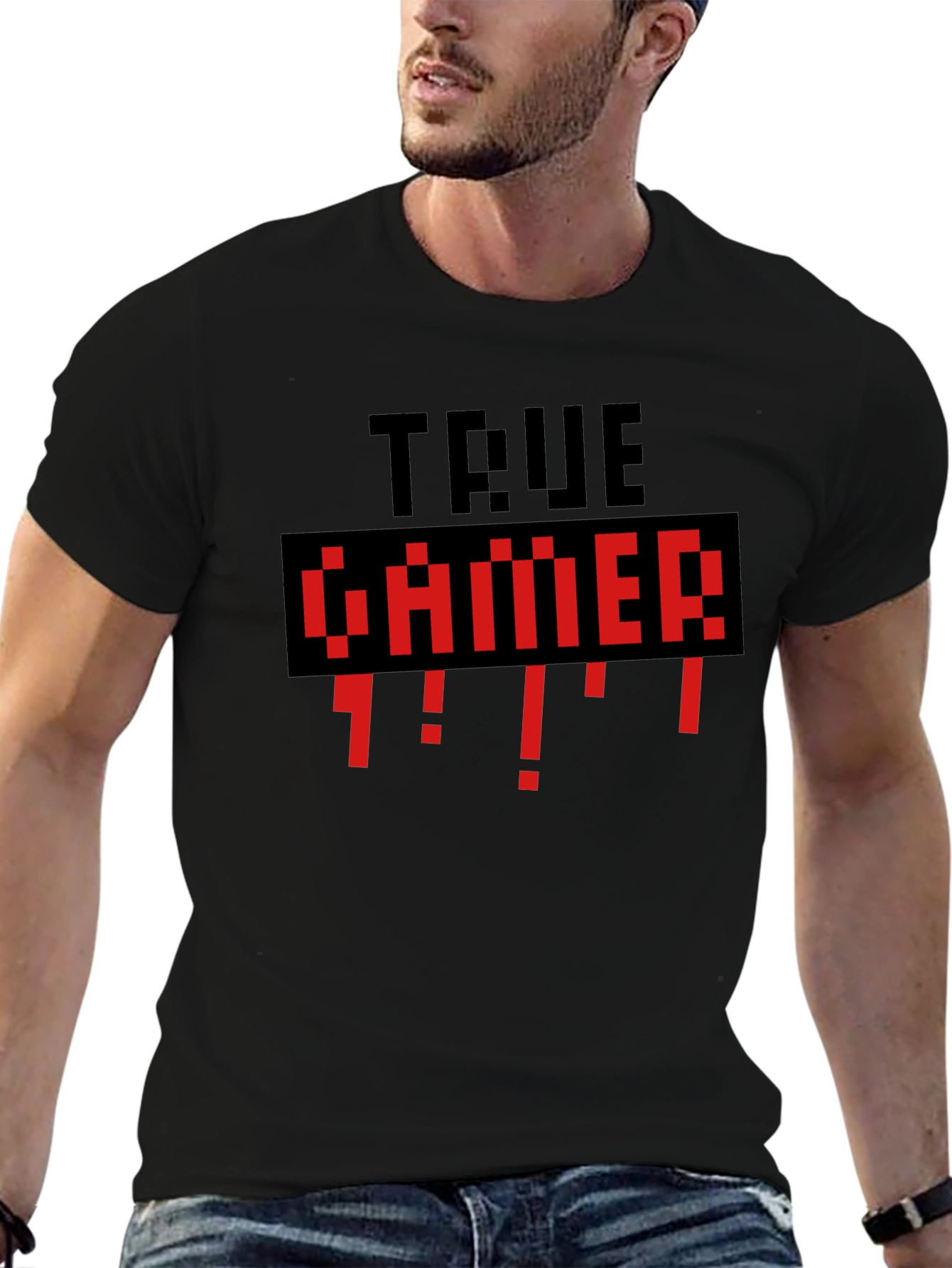 True Gamer Black T-Shirt - Retro Pixel Style