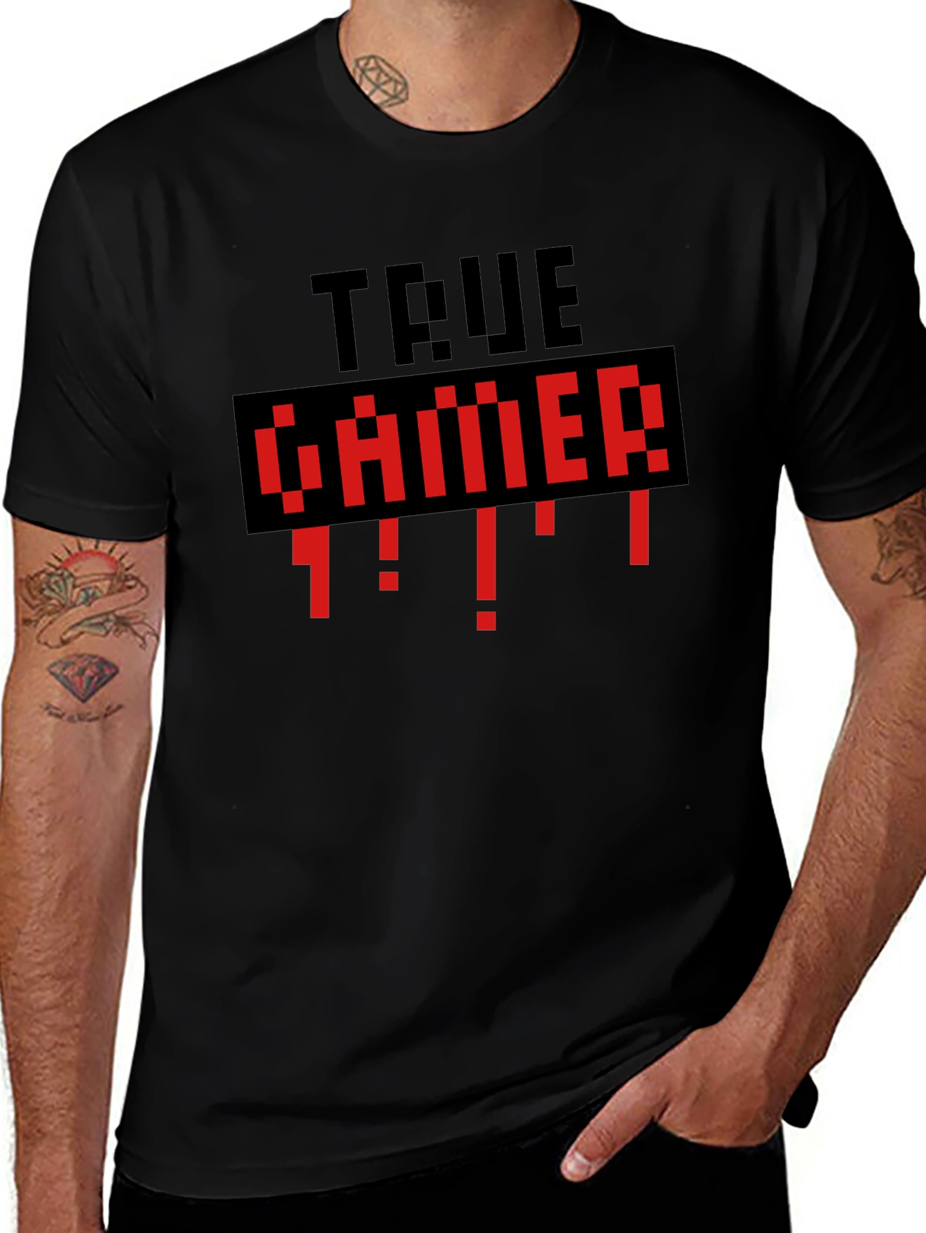 True Gamer Black T-Shirt - Retro Pixel Style