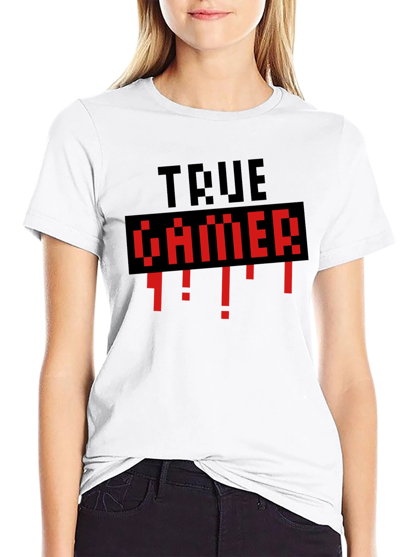 True Gamer Black T-Shirt - Retro Pixel Style