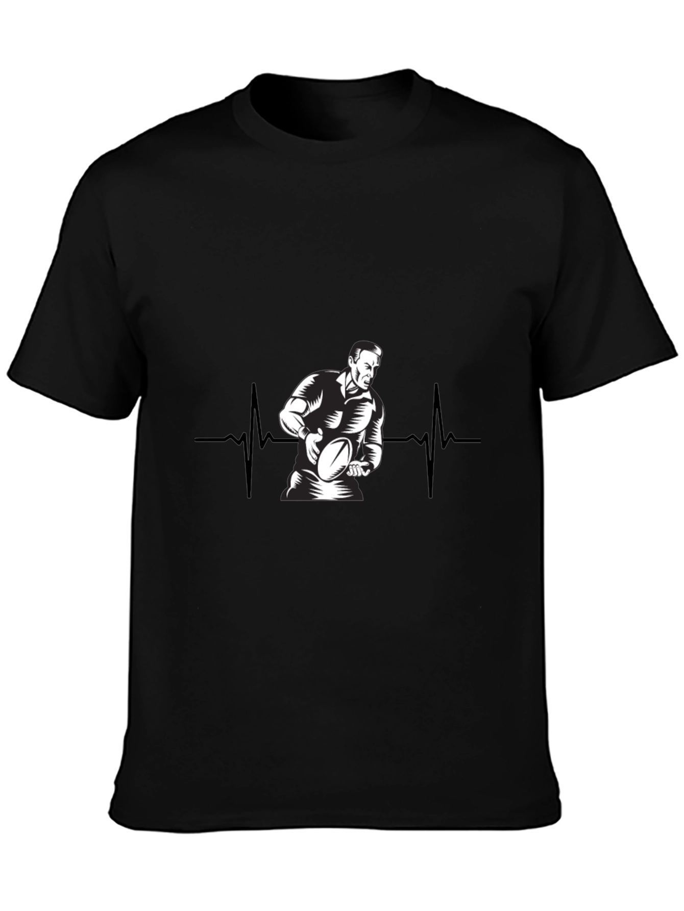 Rugby Heartbeat Black T-Shirt