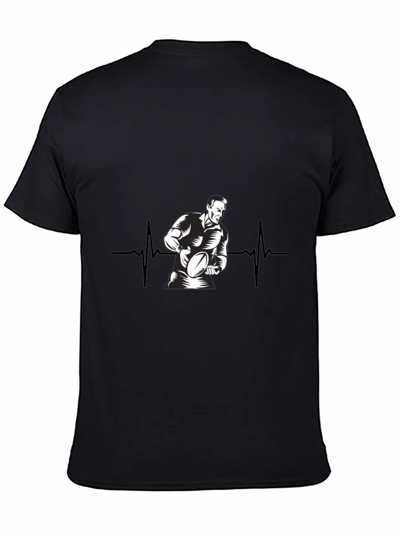 Rugby Heartbeat Black T-Shirt