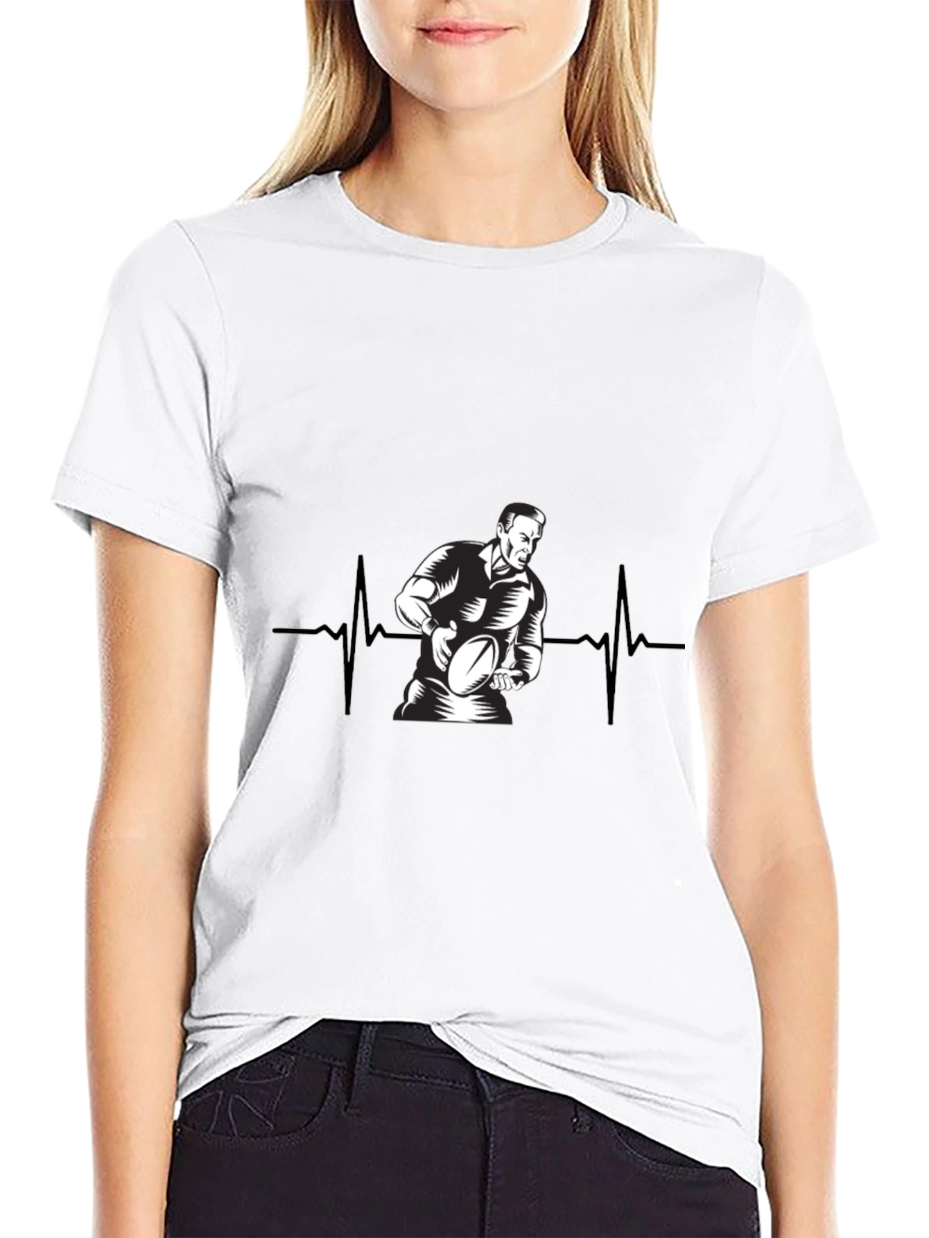 Rugby Heartbeat Black T-Shirt