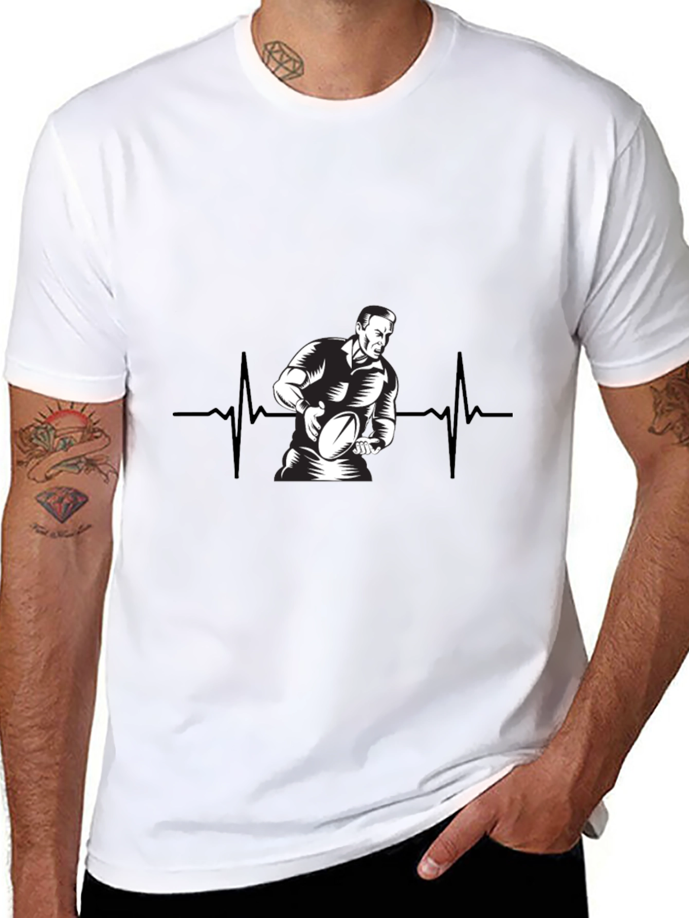 Rugby Heartbeat Black T-Shirt